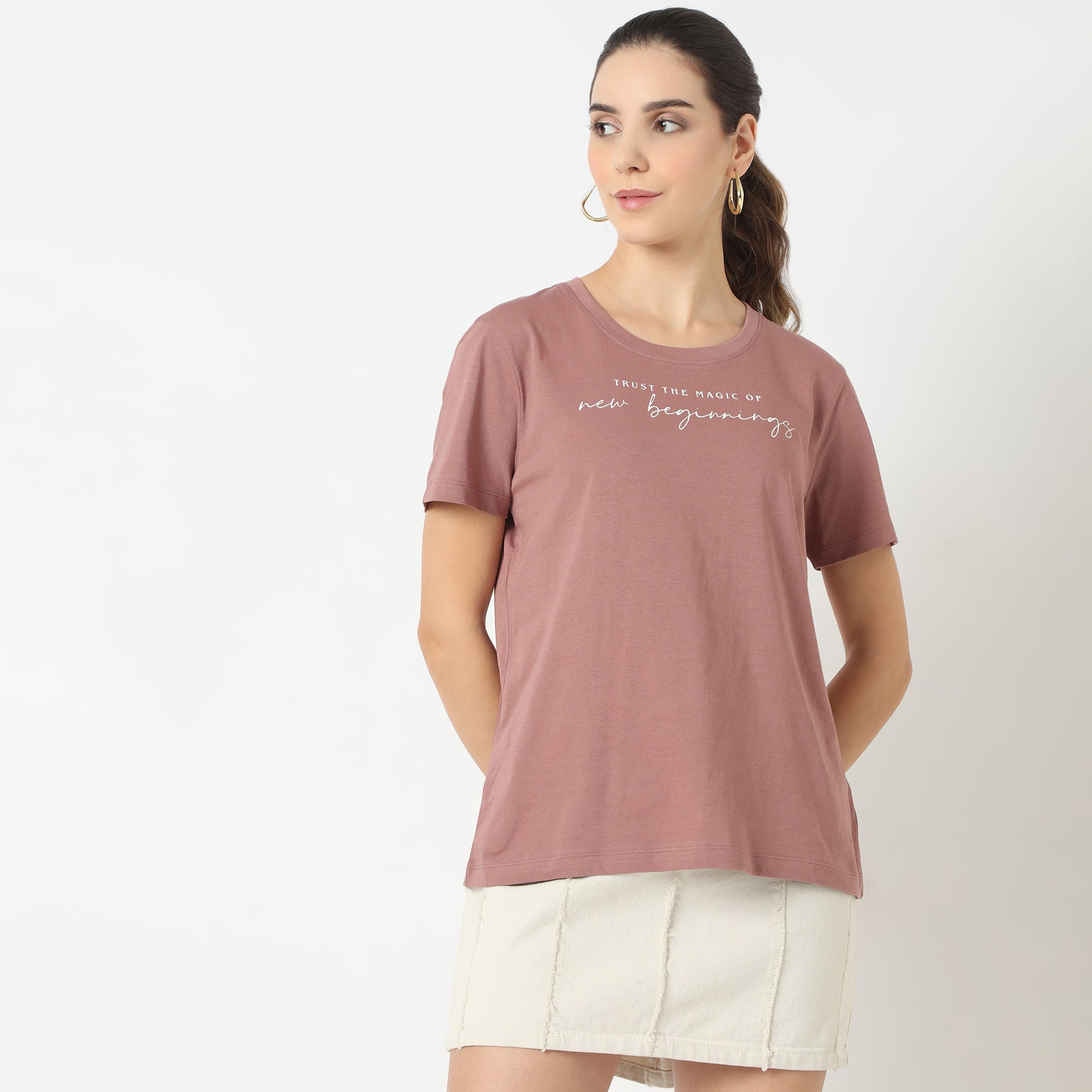 Regular Fit Printed Round Neck T-Shirt