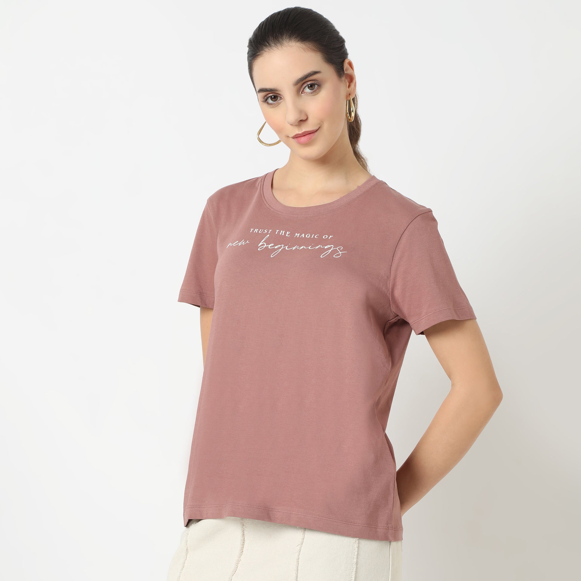 Regular Fit Printed Round Neck T-Shirt