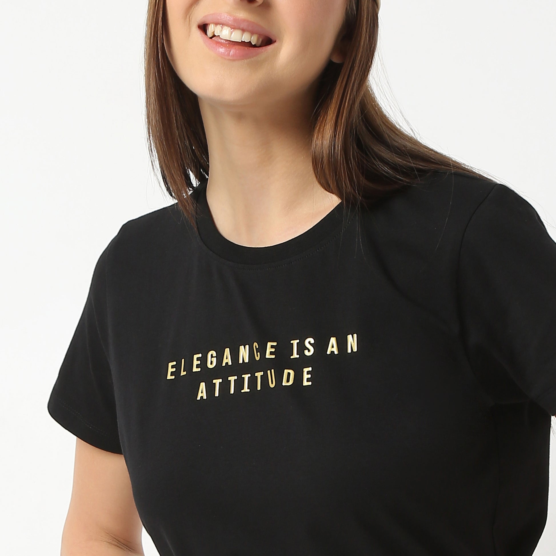 Regular Fit Solid Round Neck Regular Length T-Shirt