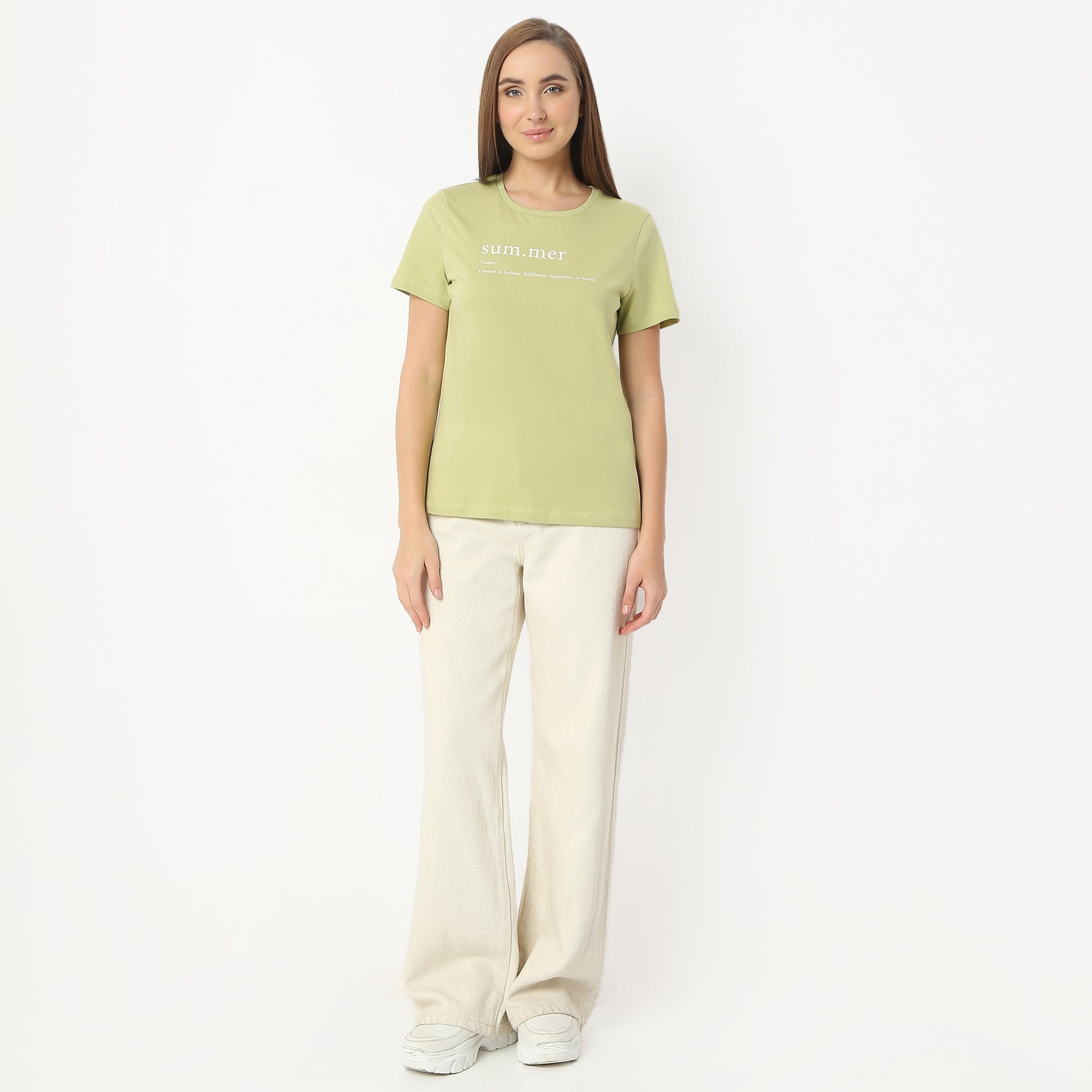 Regular Fit Printed Round Neck Regular Length T-Shirt