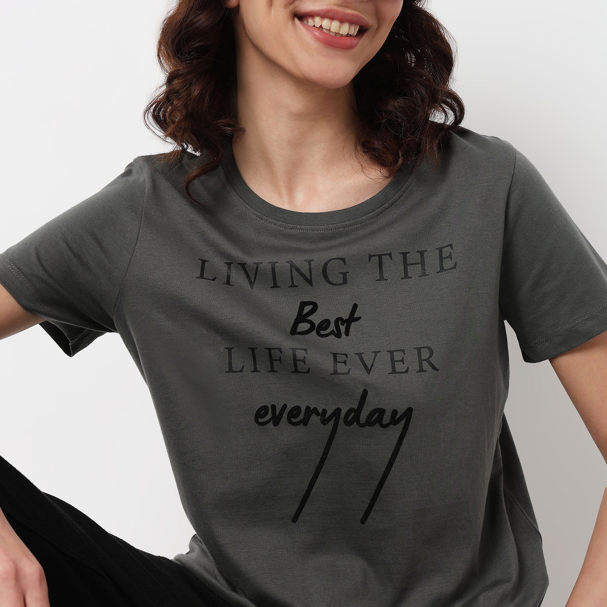 Cotton Crew Neck Graphitee