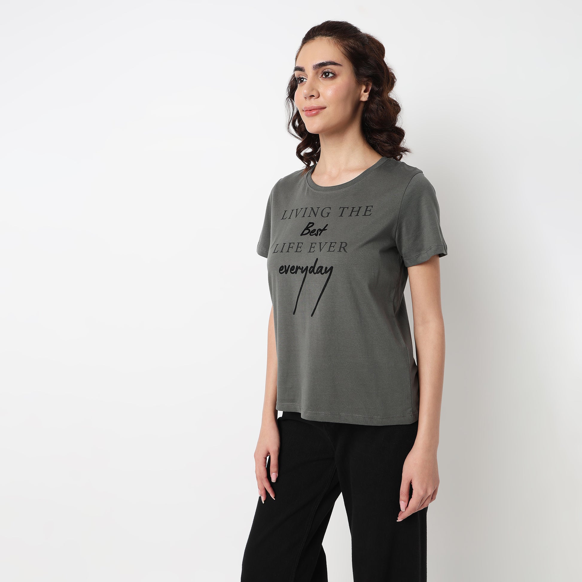 Cotton Crew Neck Graphitee