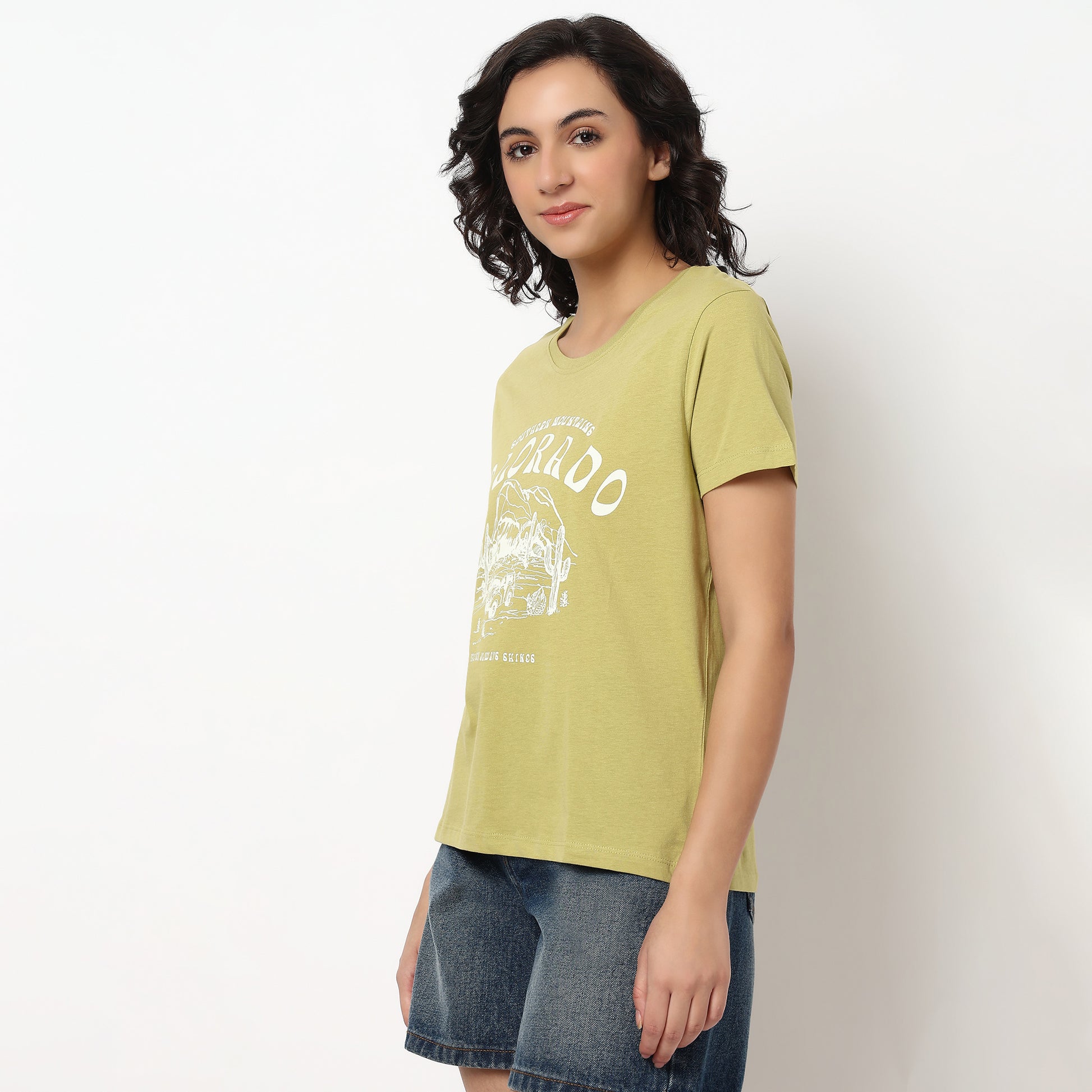 Buy Women Regular Fit Printed Short Sleeve T-Shirt  - Style Union