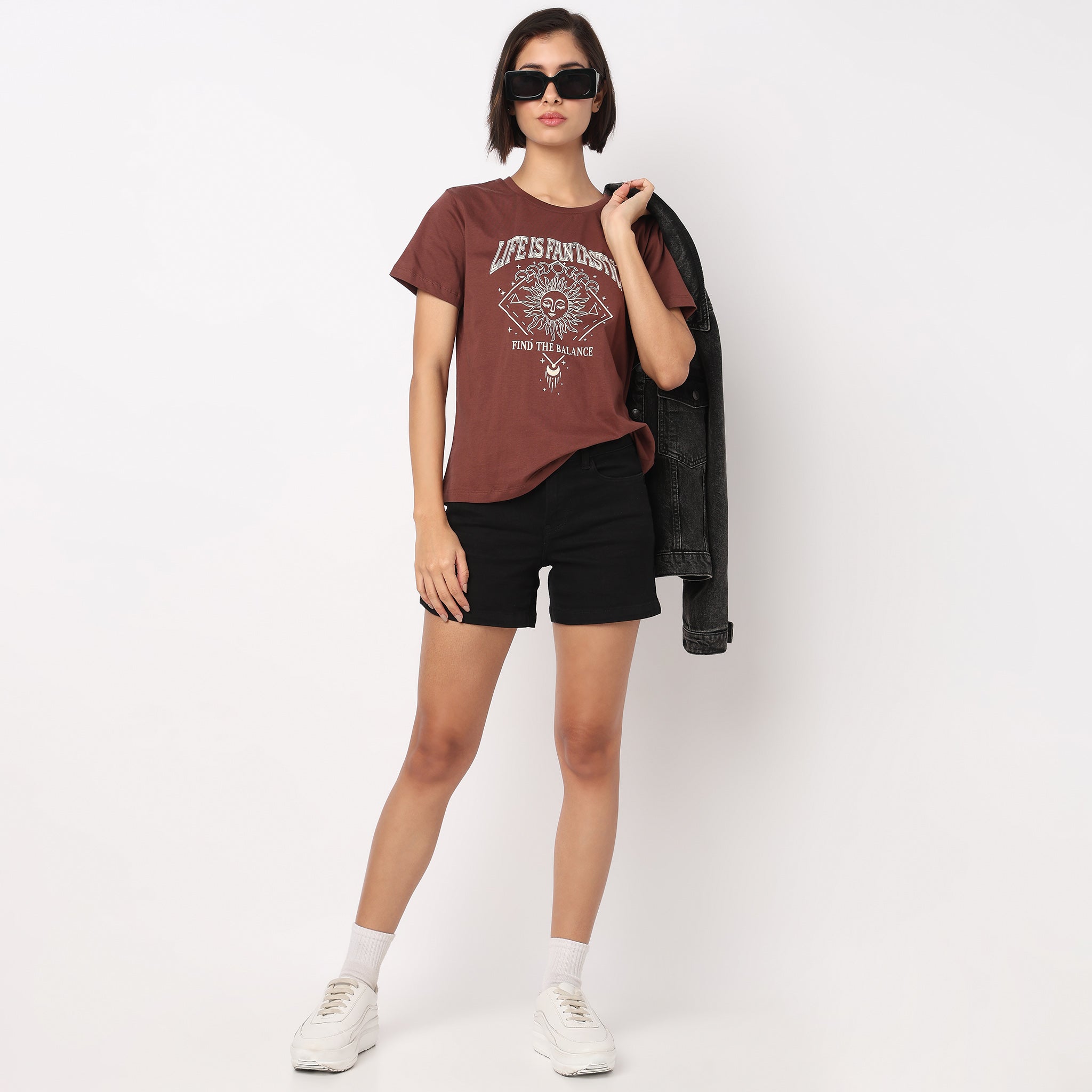 Cotton Crew Neck Graphic T-Shirt