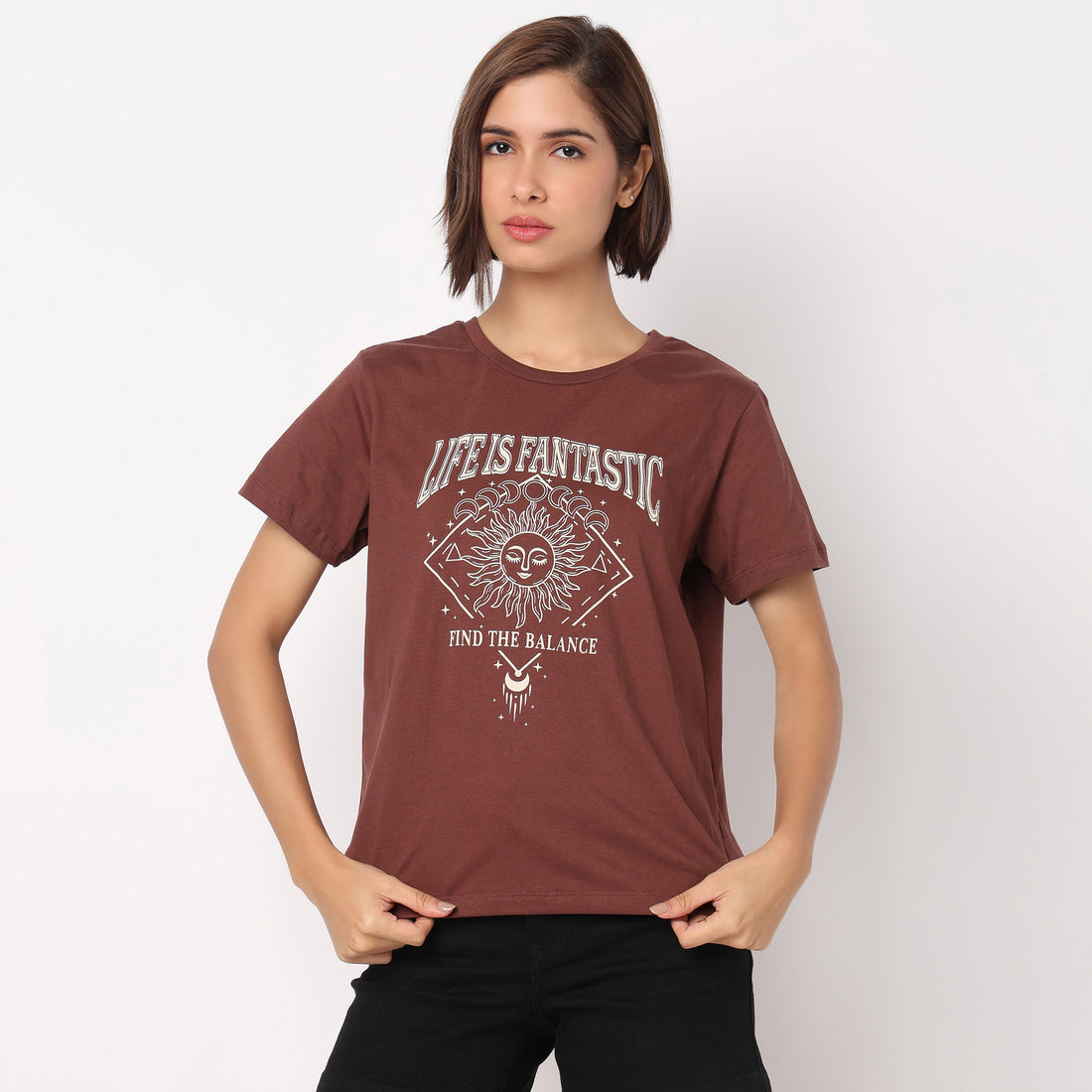 Cotton Crew Neck Graphic T-Shirt