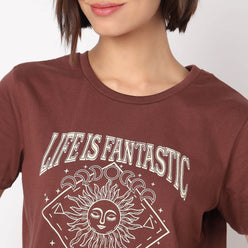 Cotton Crew Neck Graphic T-Shirt