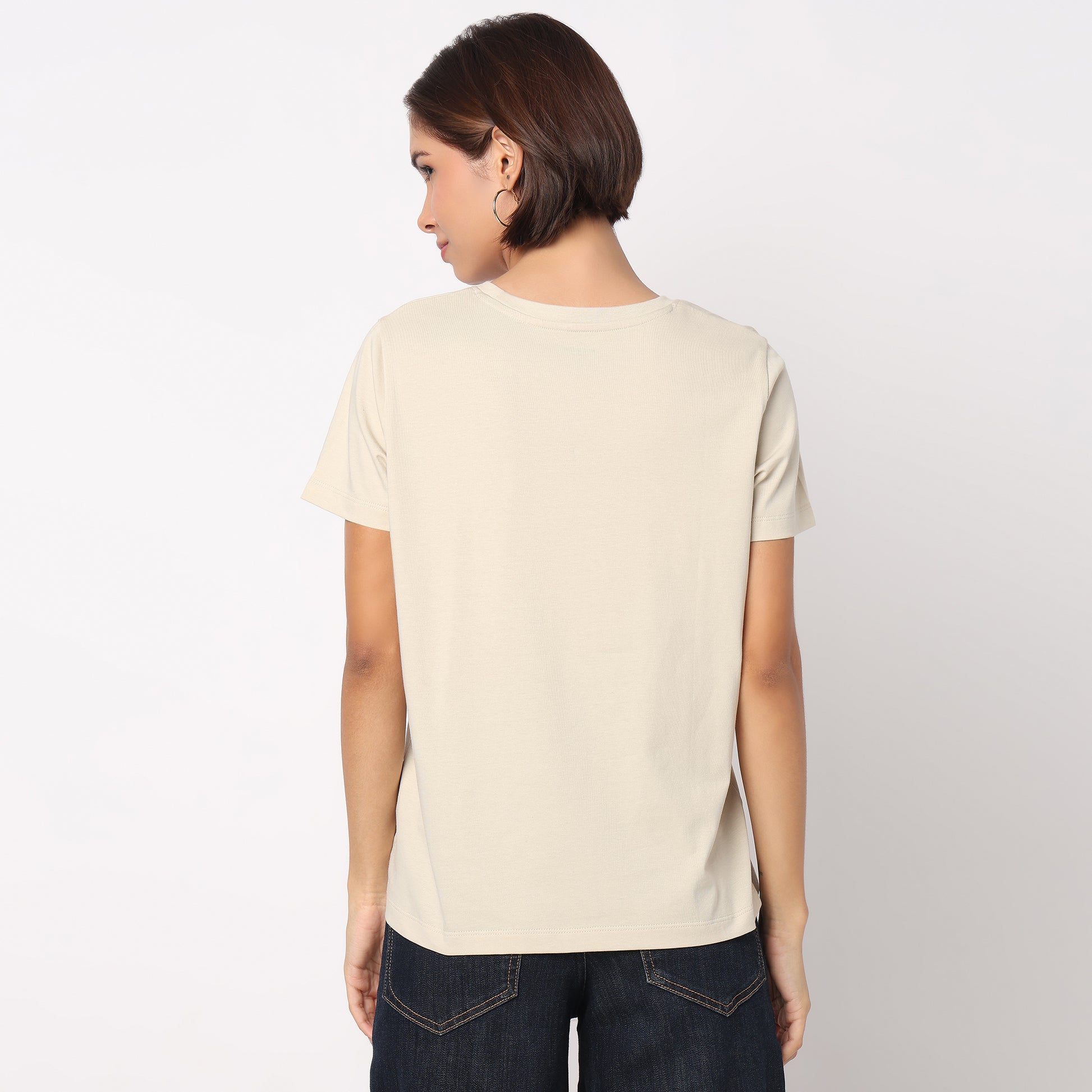 Cotton Crew Neck Graphic T-Shirt