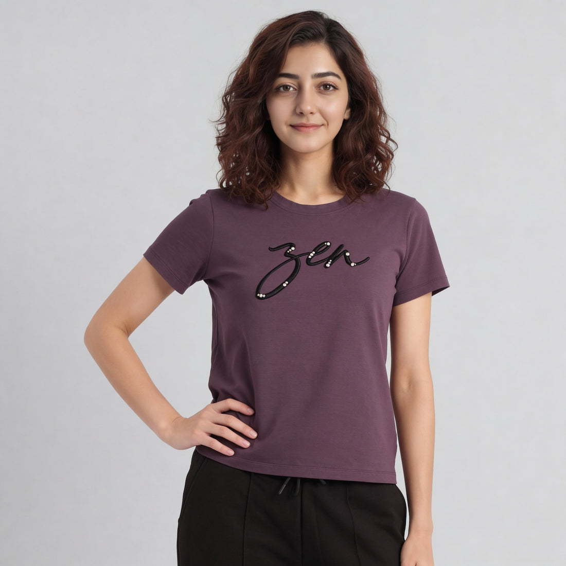 Embellished Crew Neck Graphitee