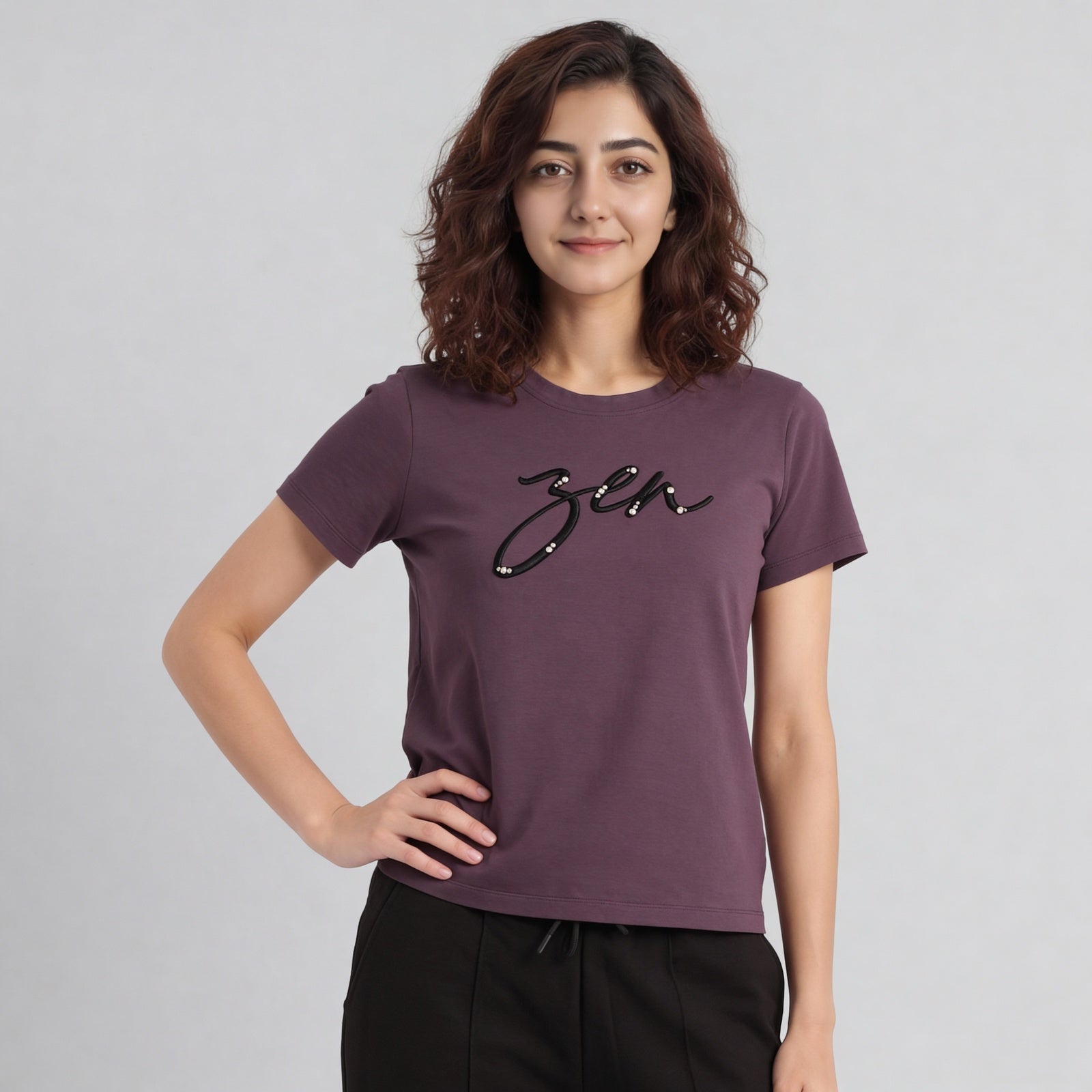 Embellished Crew Neck Graphitee