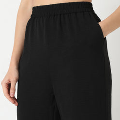 Regular Fit Solid Regular Length High Rise Palazzos