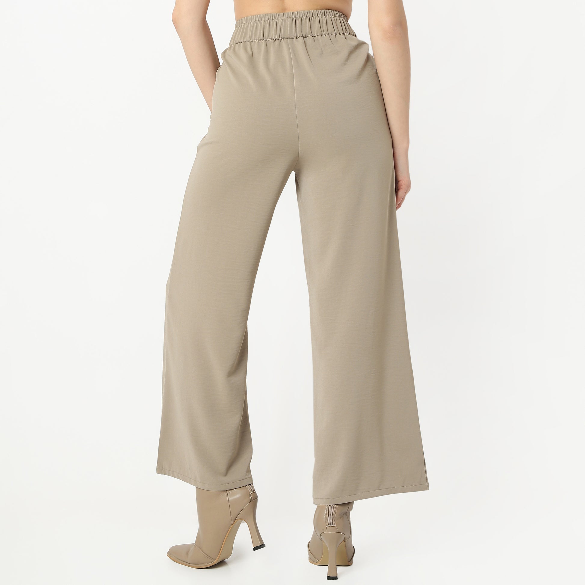 Regular Fit Solid Ankle Length Mid Rise Palazzos