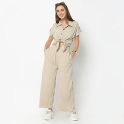 Flare Fit Solid High Rise Palazzos