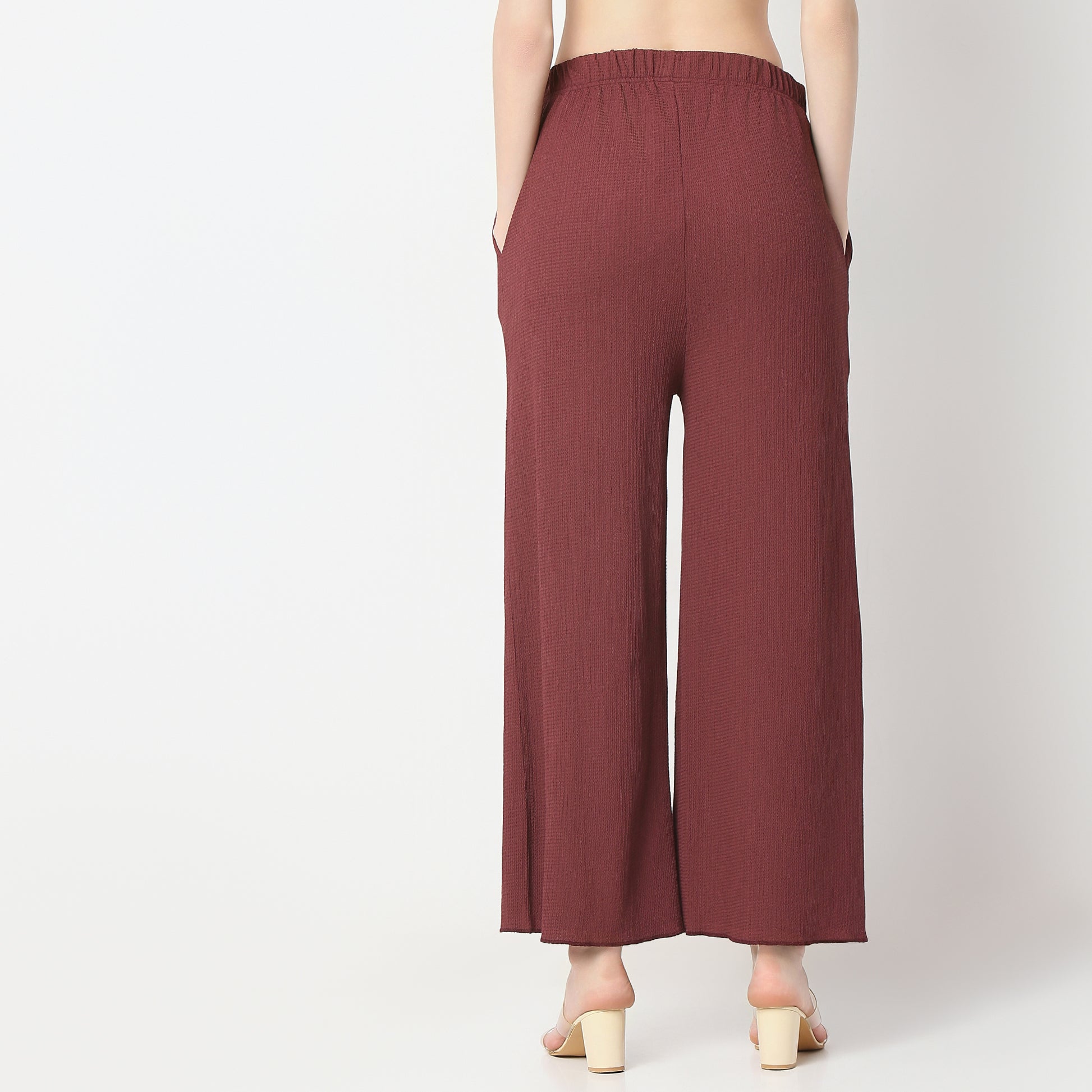 Flare Fit Solid High Rise Palazzos