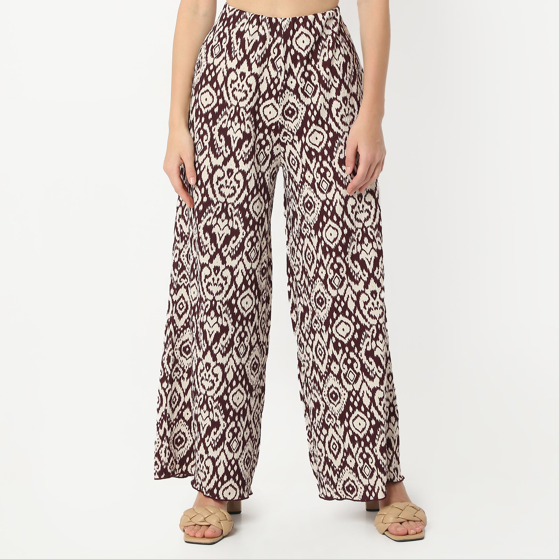 Regular Fit Printed Ankle Length Mid Rise Palazzos
