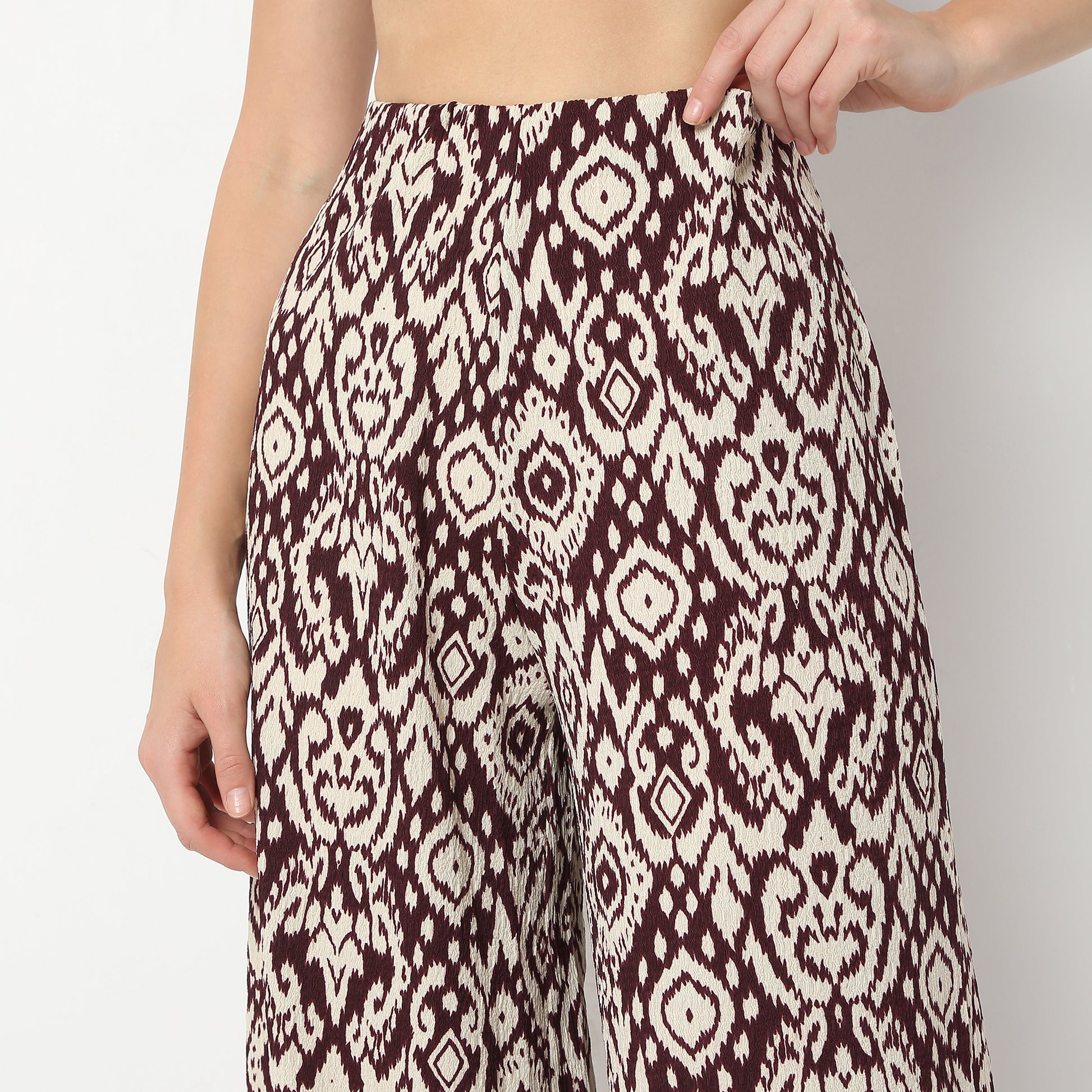 Regular Fit Printed Ankle Length Mid Rise Palazzos