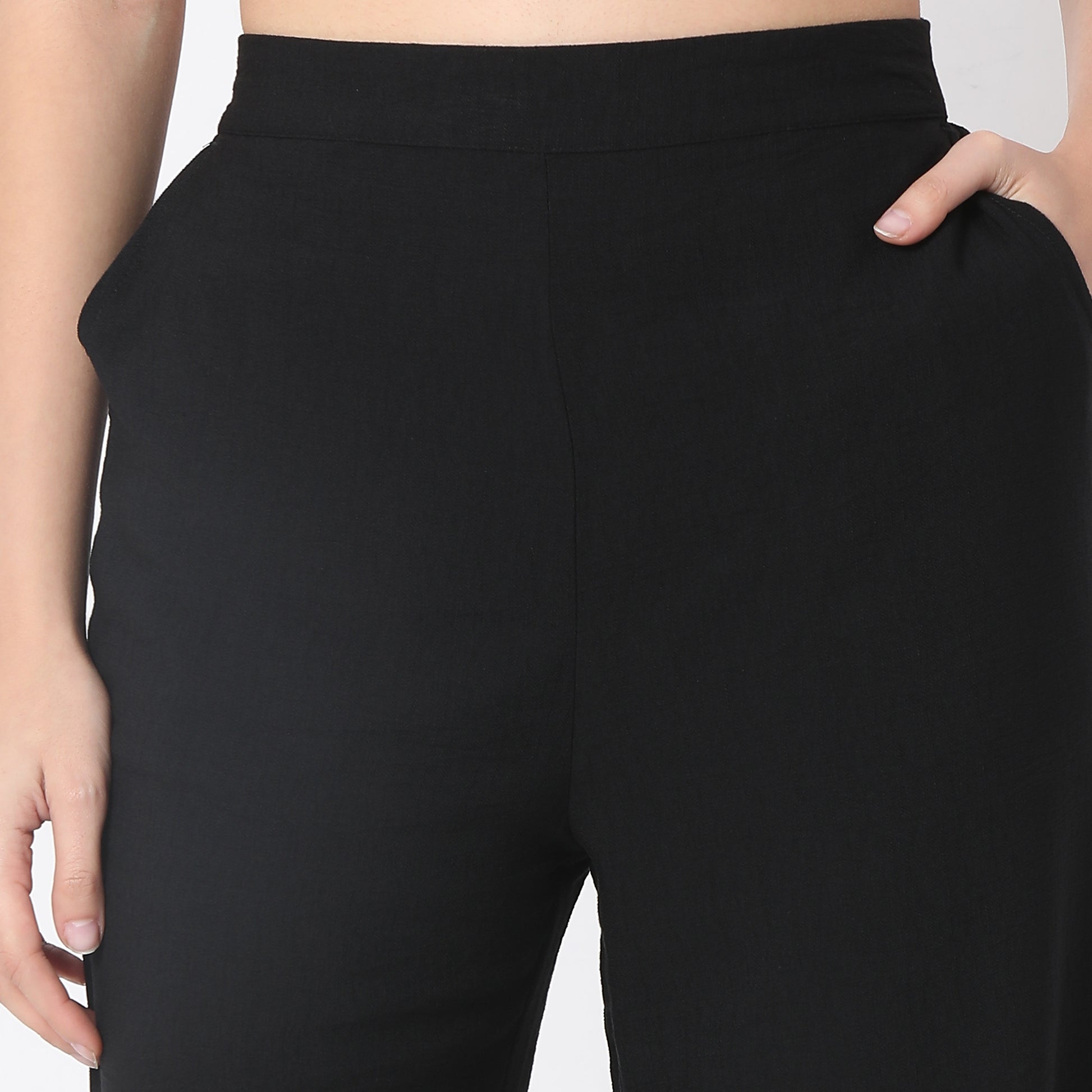 Regular Fit Solid Mid Rise Palazzos