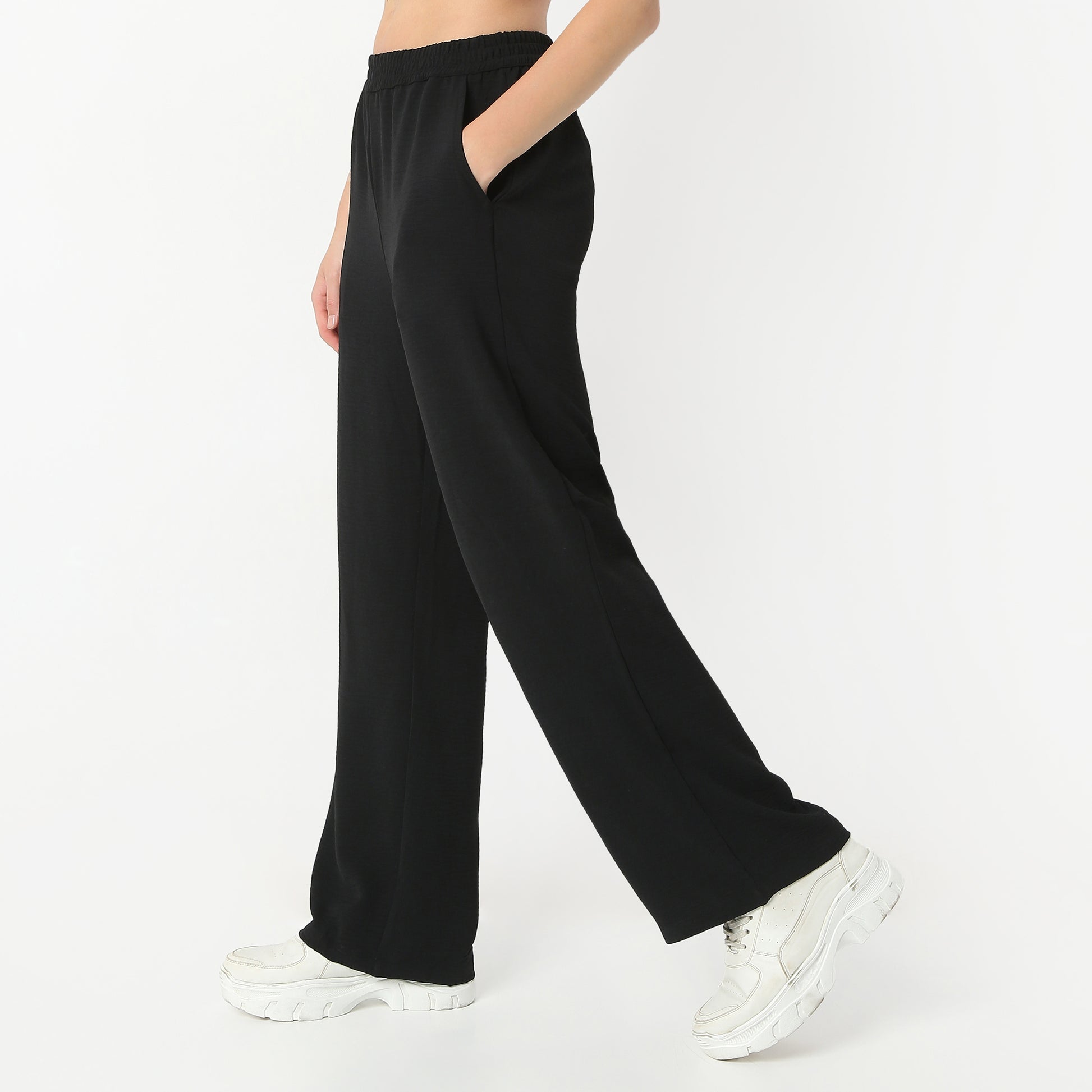 Regular Fit Solid Regular Length Mid Rise Palazzos