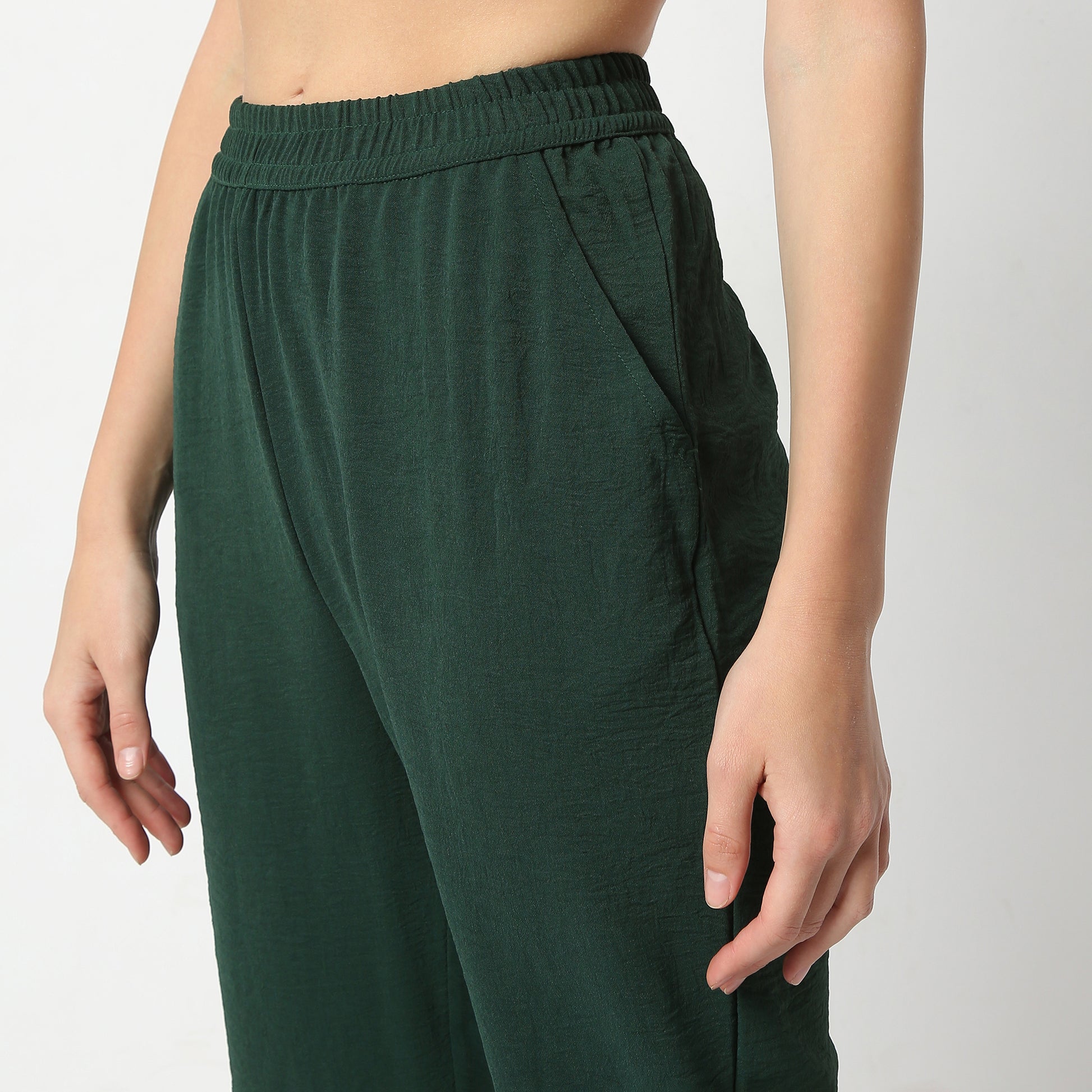 Regular Fit Solid Regular Length Mid Rise Palazzos