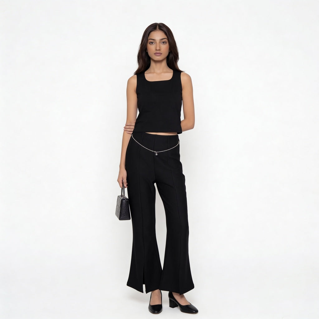 Knitted Mid Rise Palazzo