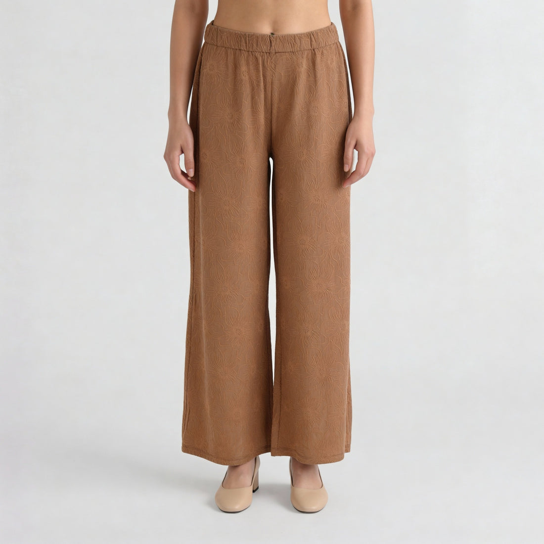 Embroidered Ankle Length Mid Rise Palazzos