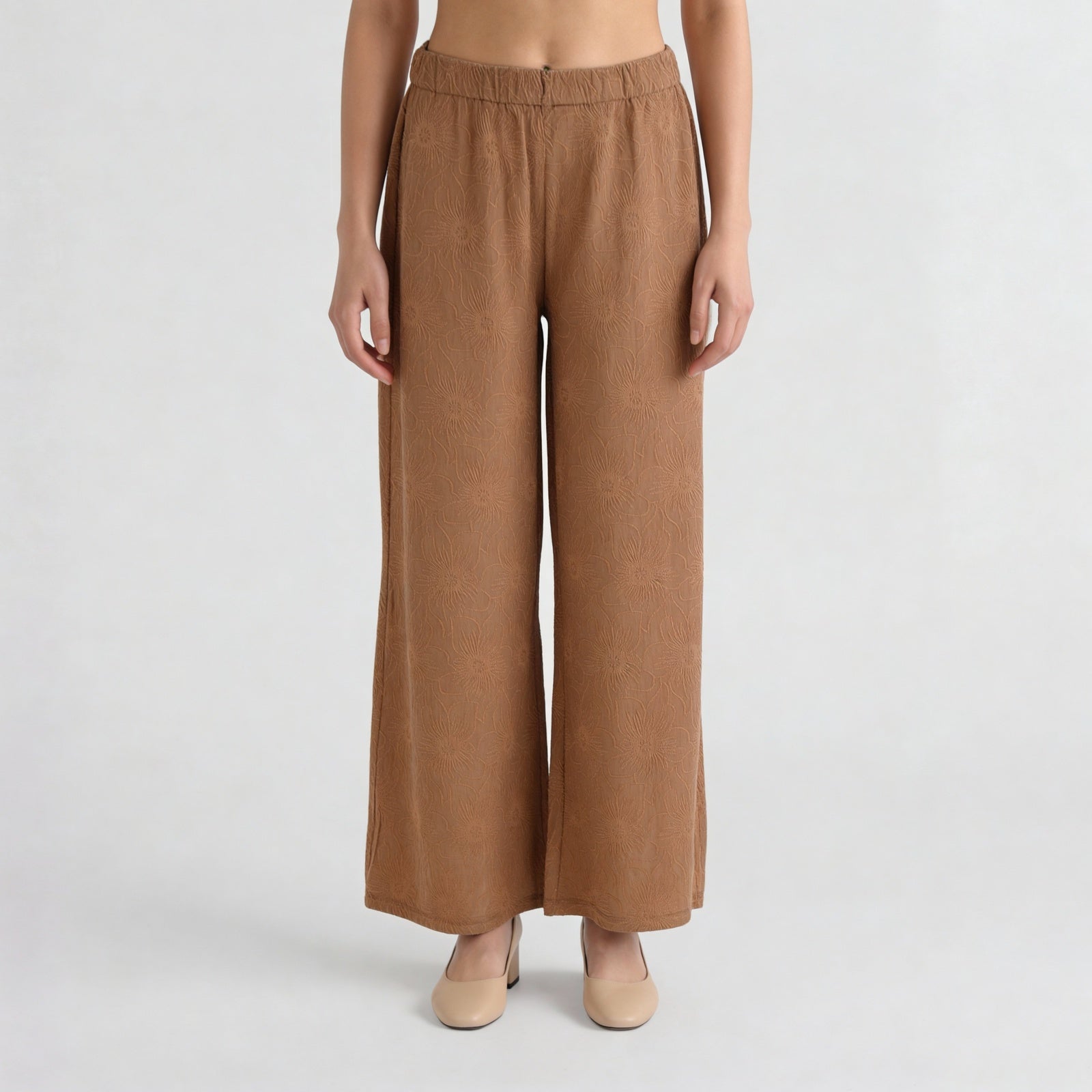 Embroidered Ankle Length Mid Rise Palazzos