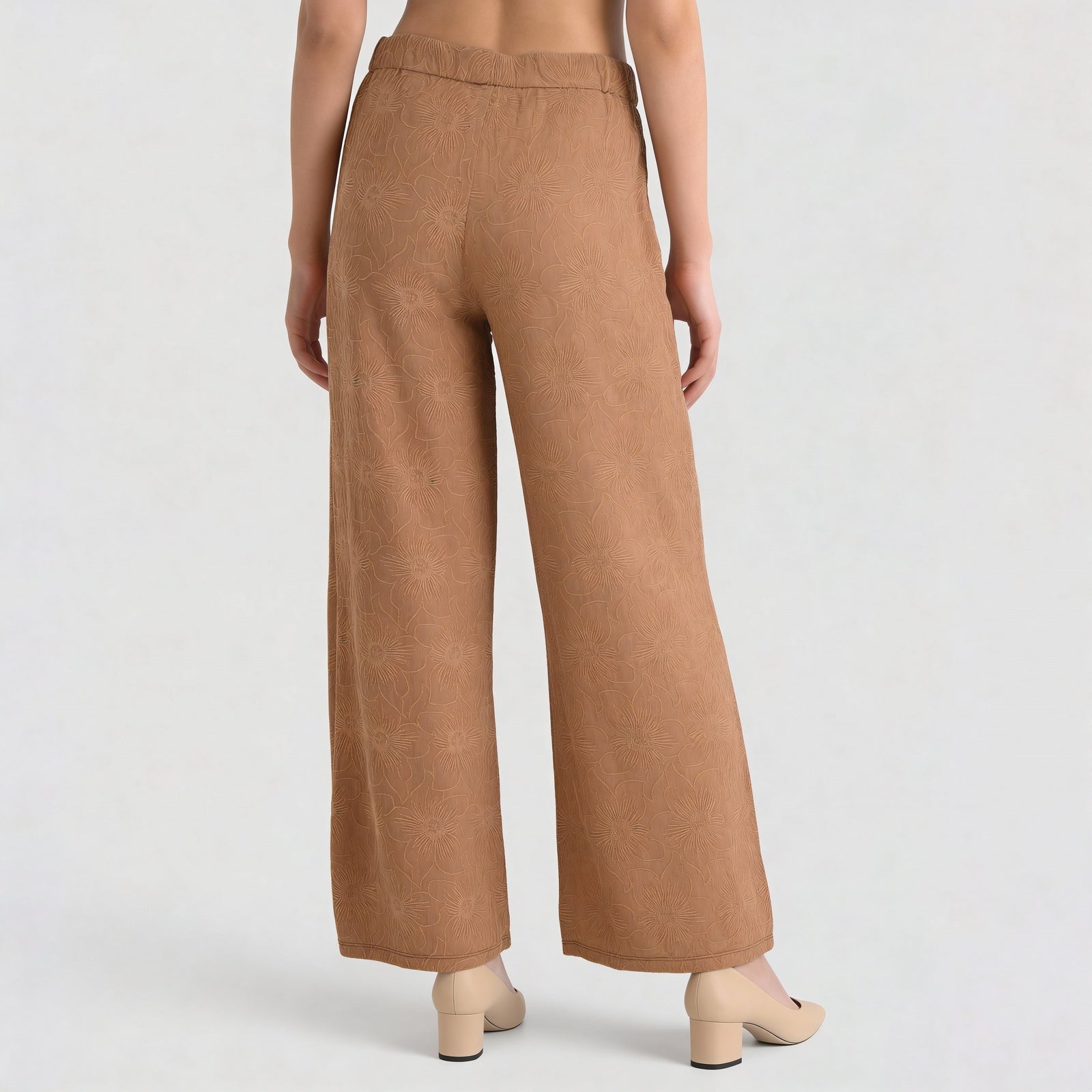 Embroidered Ankle Length Mid Rise Palazzos