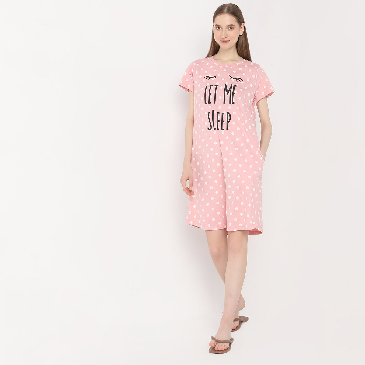 Polka Dot Knee Length Gown