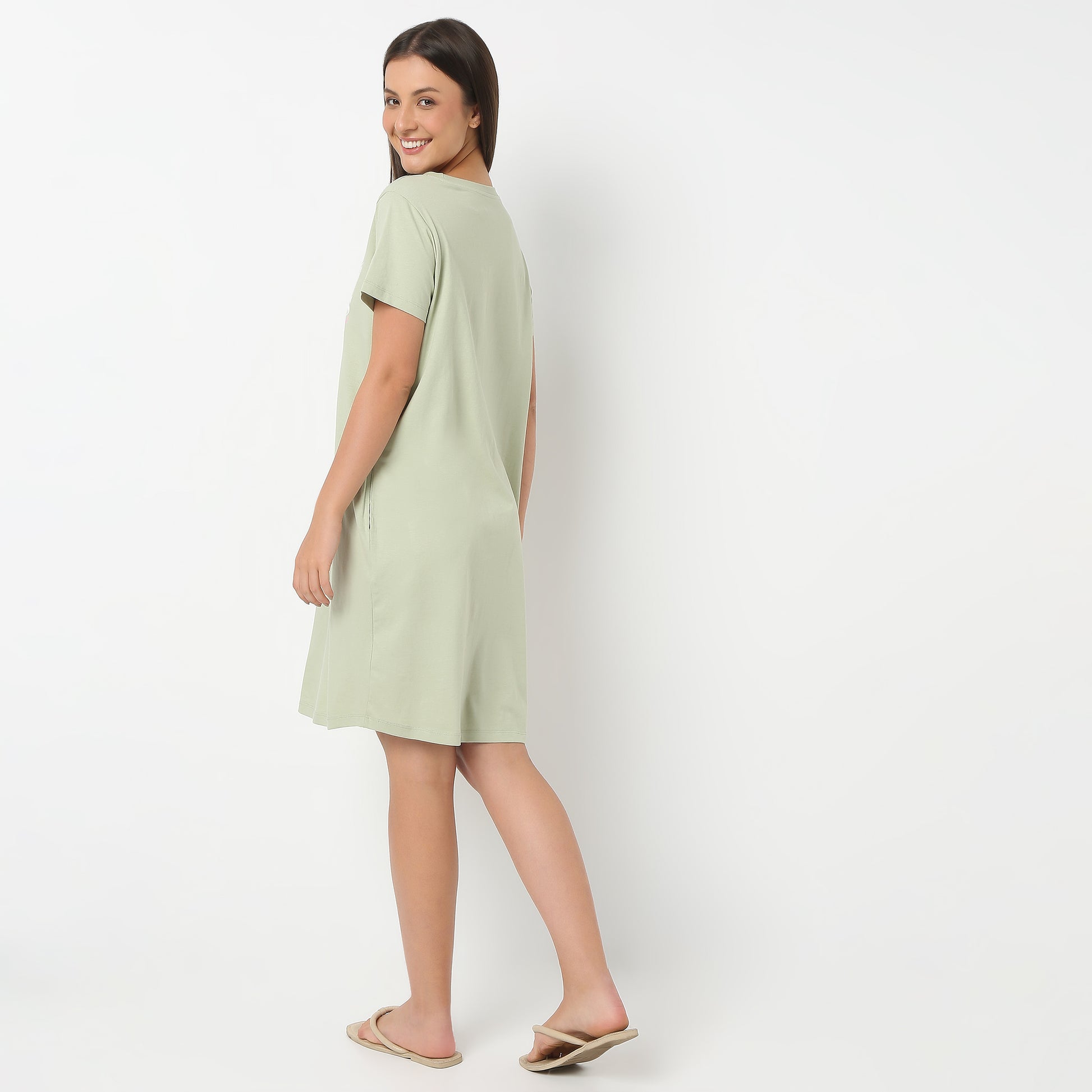 Round Neck Knee Length Floral Shorts