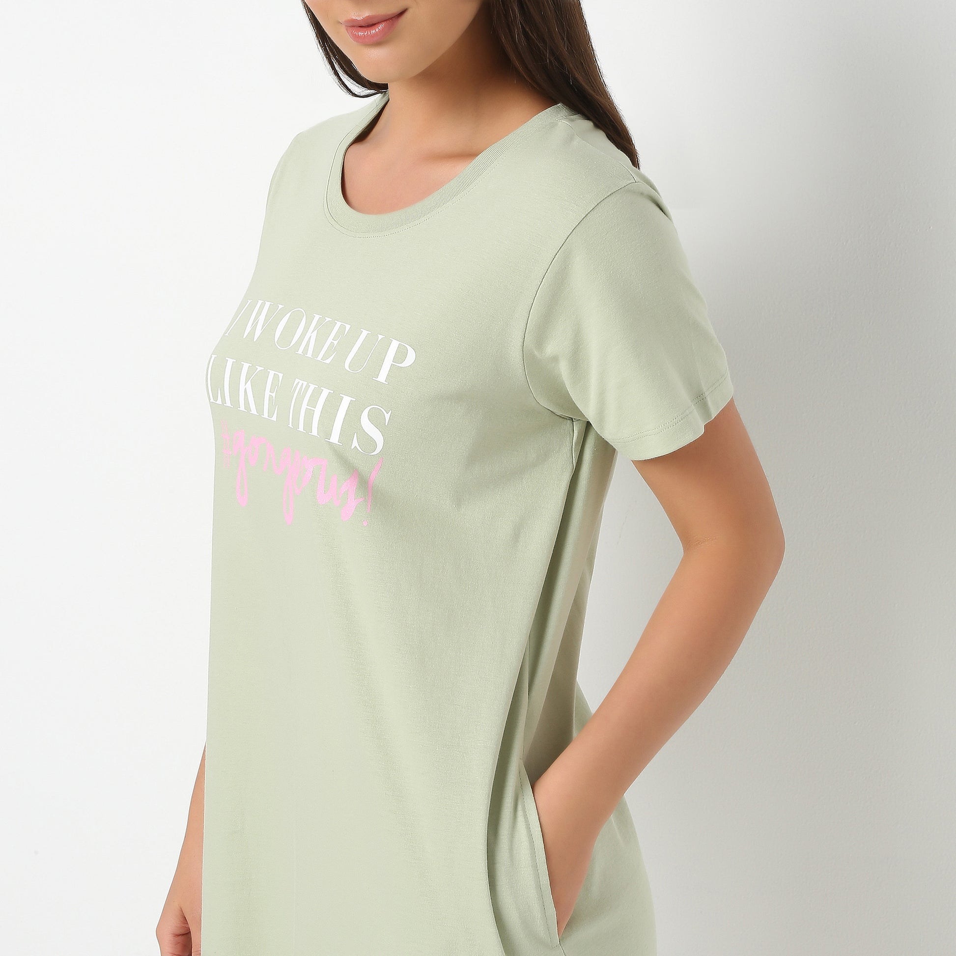 Round Neck Knee Length Floral Shorts