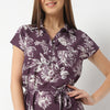 Regular Fit Floral Shirt Collar Short Length Gown