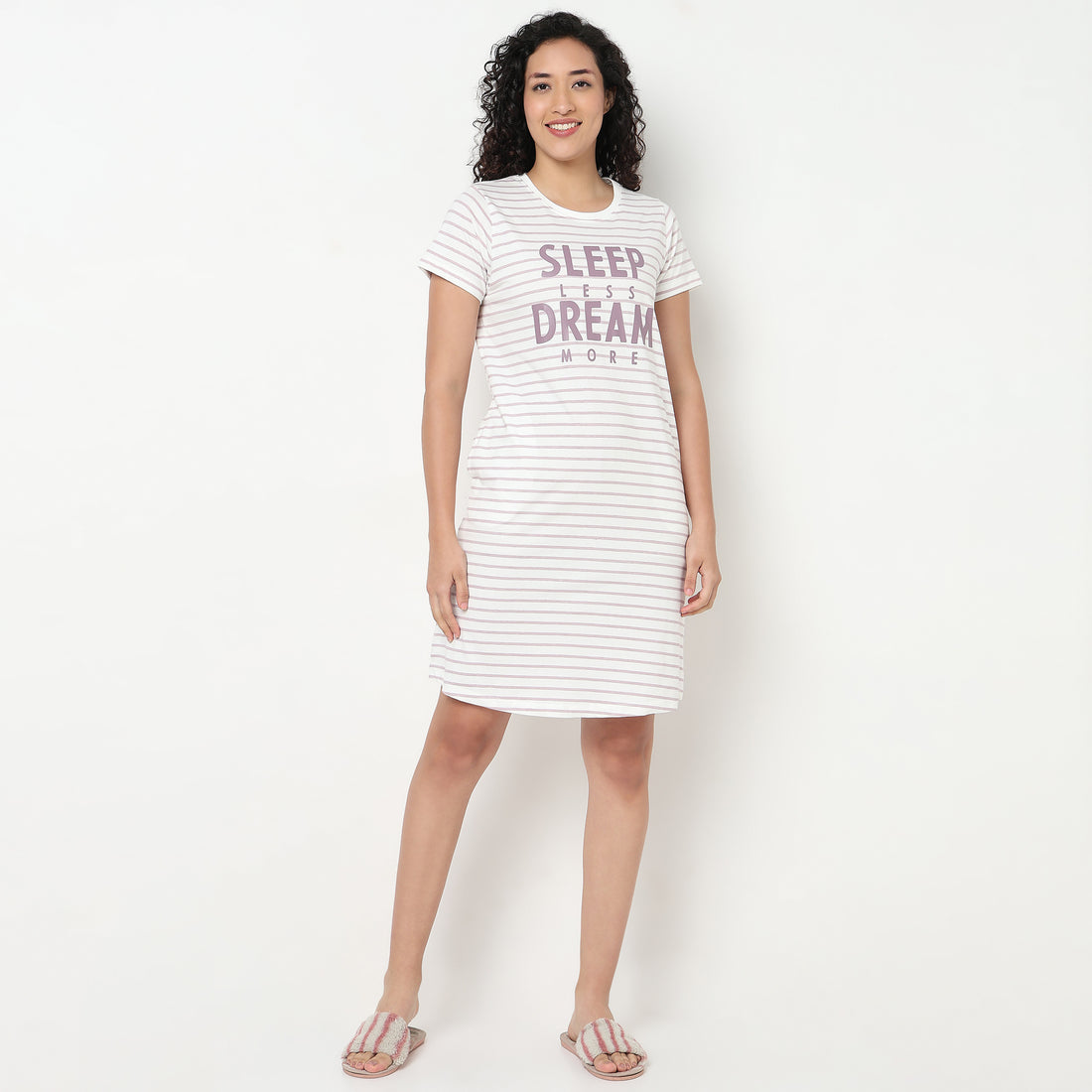 Buy Women Regular Fit Printed Short Sleeve Gown  - Style Union