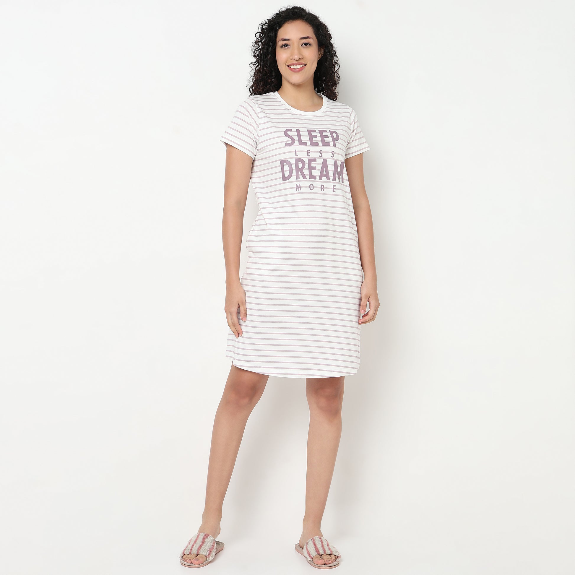 Buy Women Regular Fit Printed Short Sleeve Gown  - Style Union