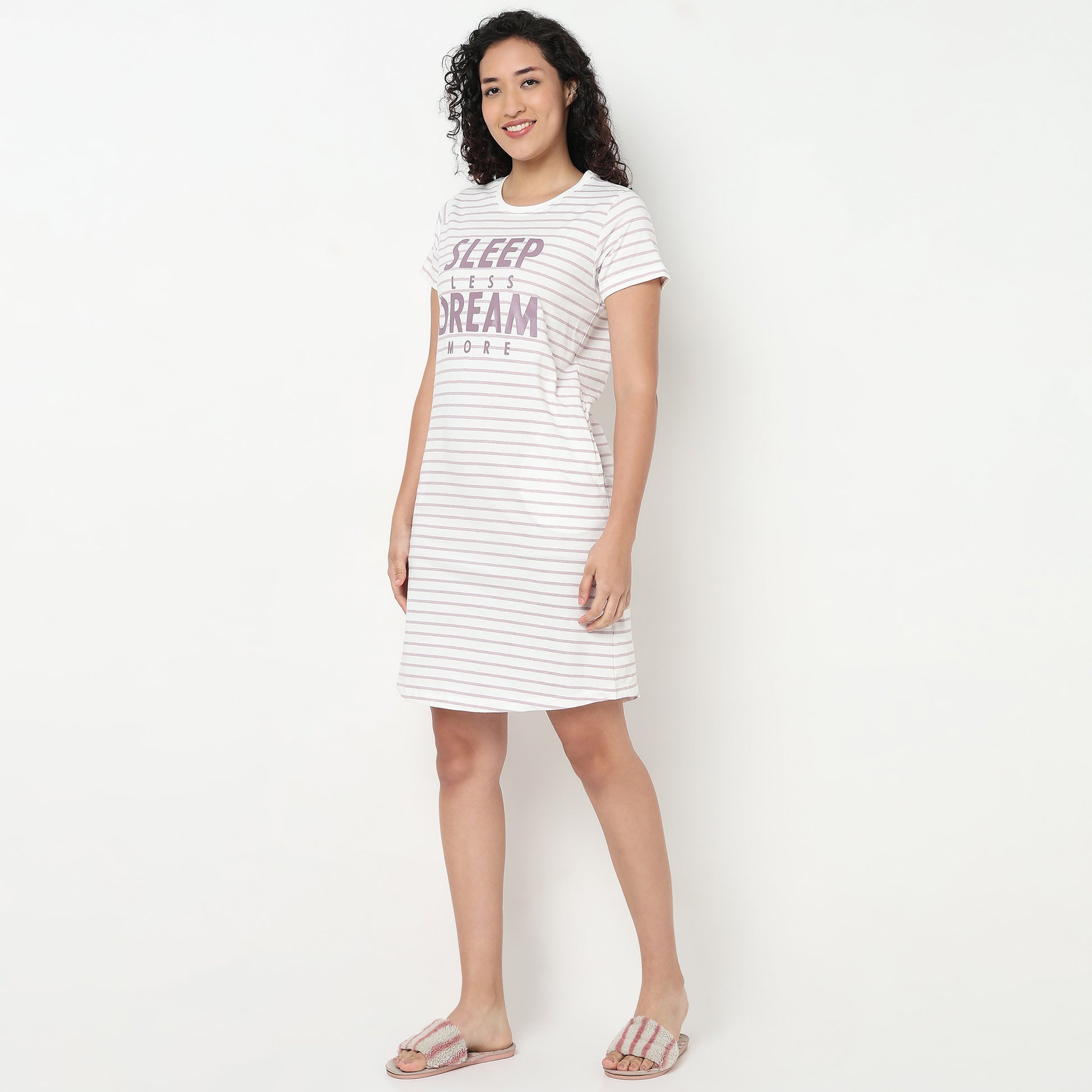 Buy Women Regular Fit Printed Short Sleeve Gown  - Style Union