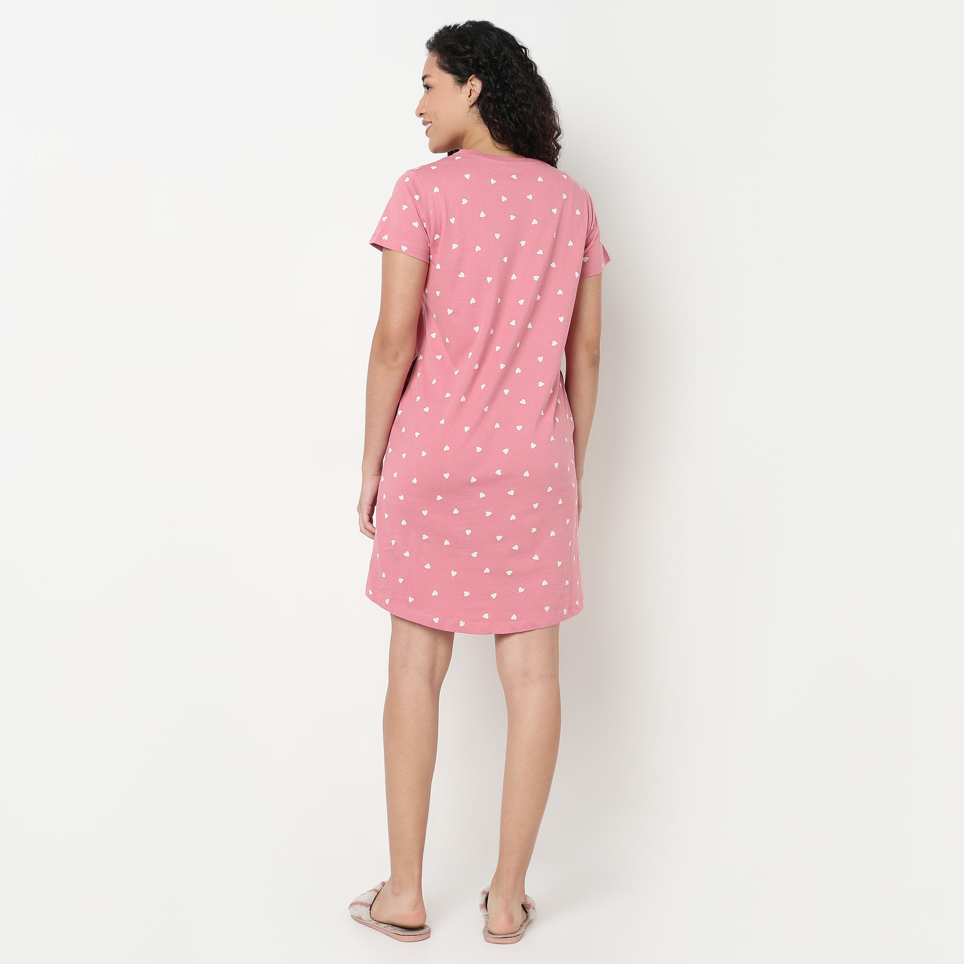 Buy Women Regular Fit Printed Short Sleeve Gown  - Style Union