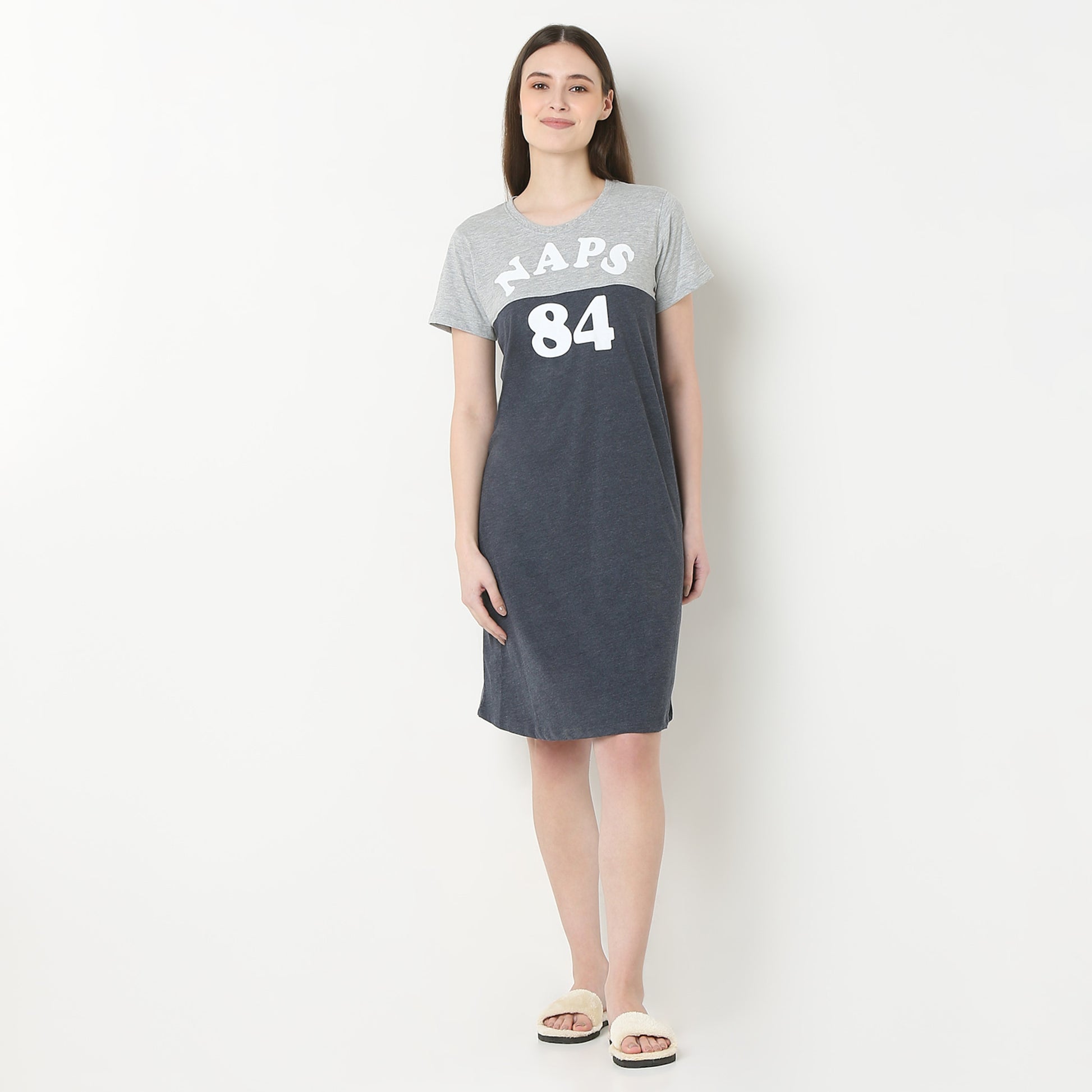 Knee Length Graphic Night Short Gown