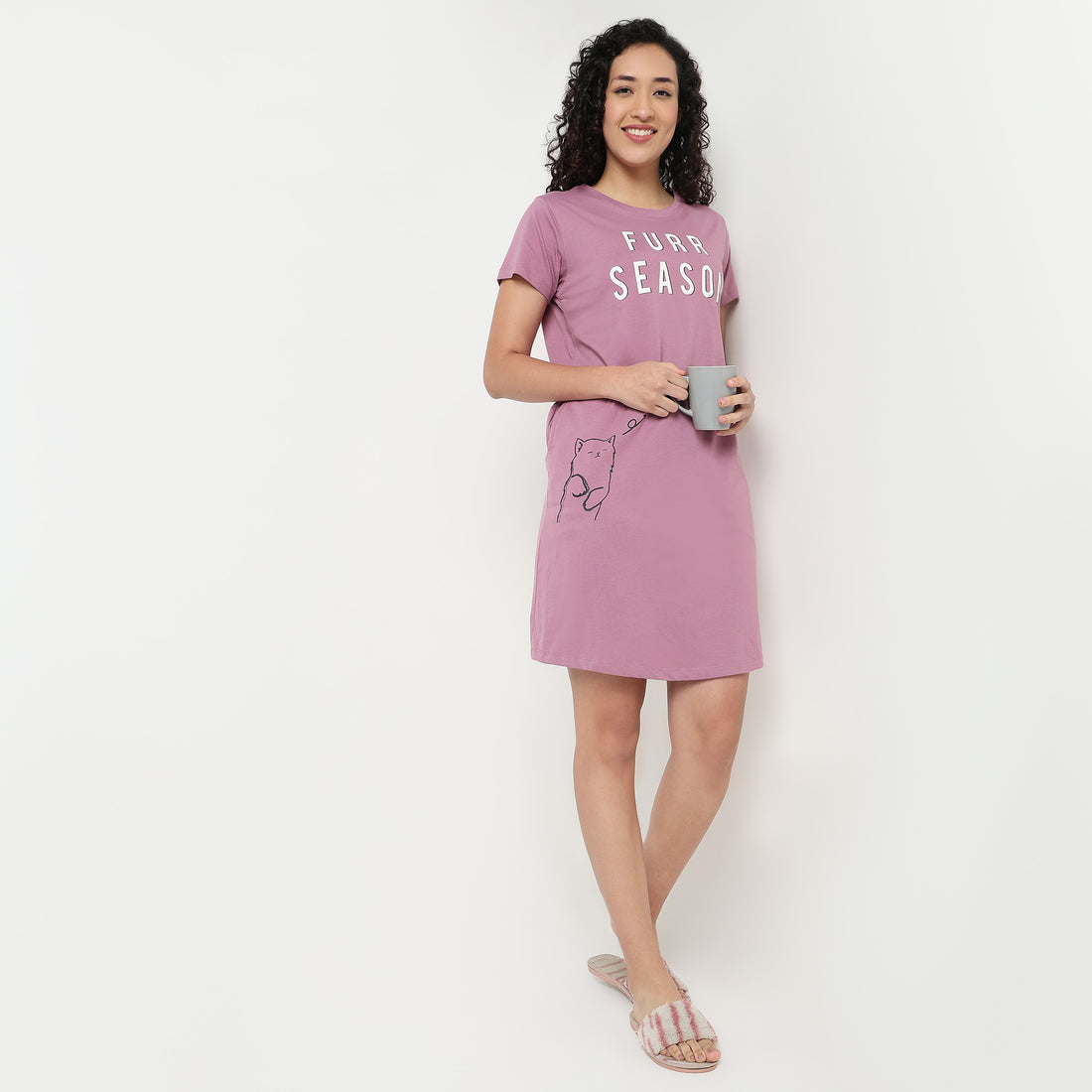 Buy Women Regular Fit Printed Short Sleeve Gown  - Style Union