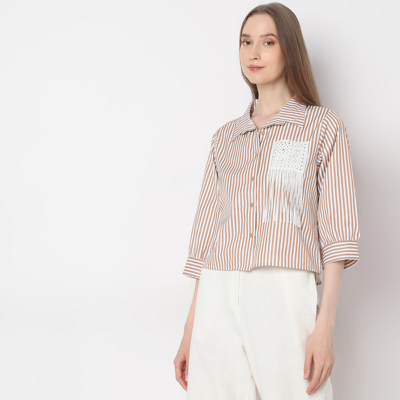 Boxy Fit Striped Shirt