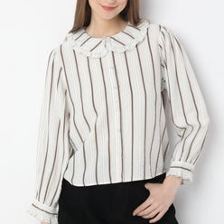 Striped Full-Sleeve Layered Collar Casual Shirt