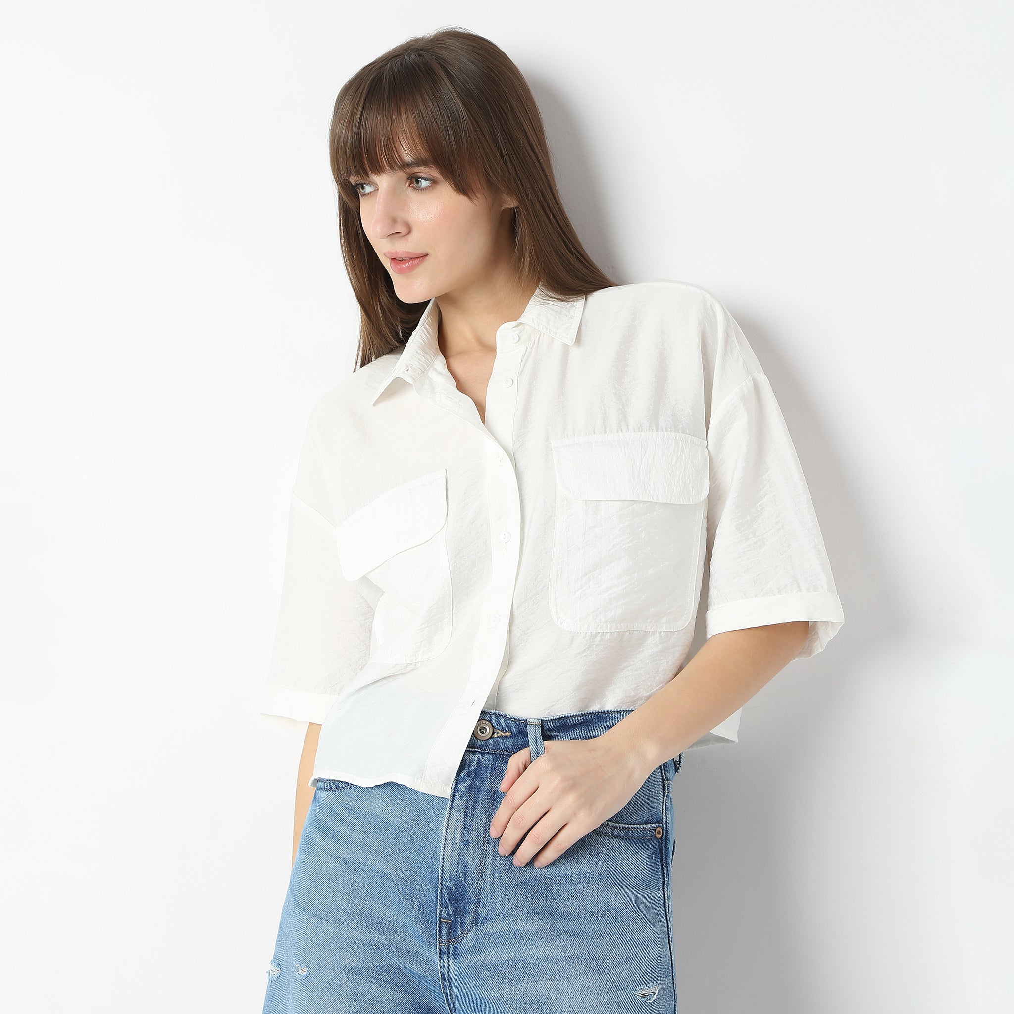 Boxy Fit Short Length Collar Regular Short Shirt