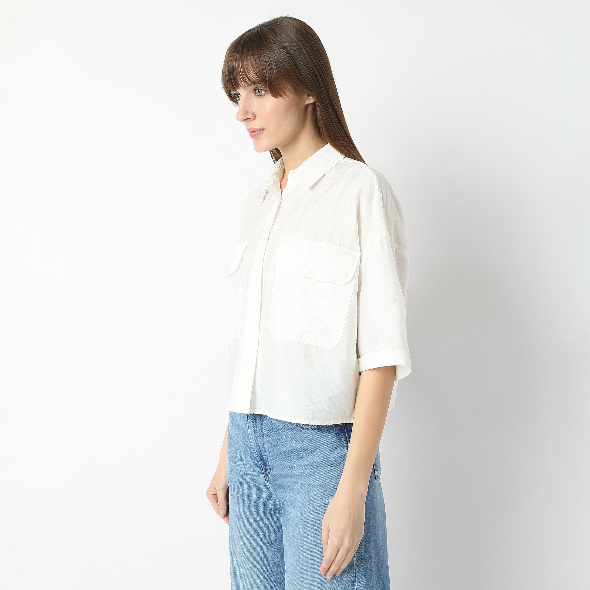 Boxy Fit Short Length Collar Regular Short Shirt