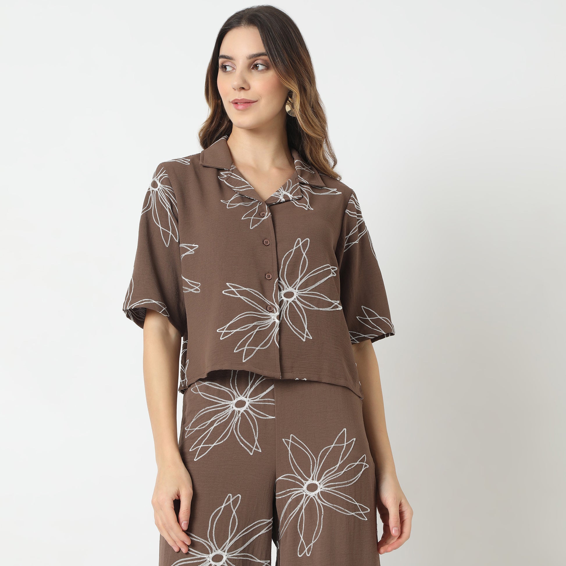 Regular Fit Solid Camp Collar Shirt