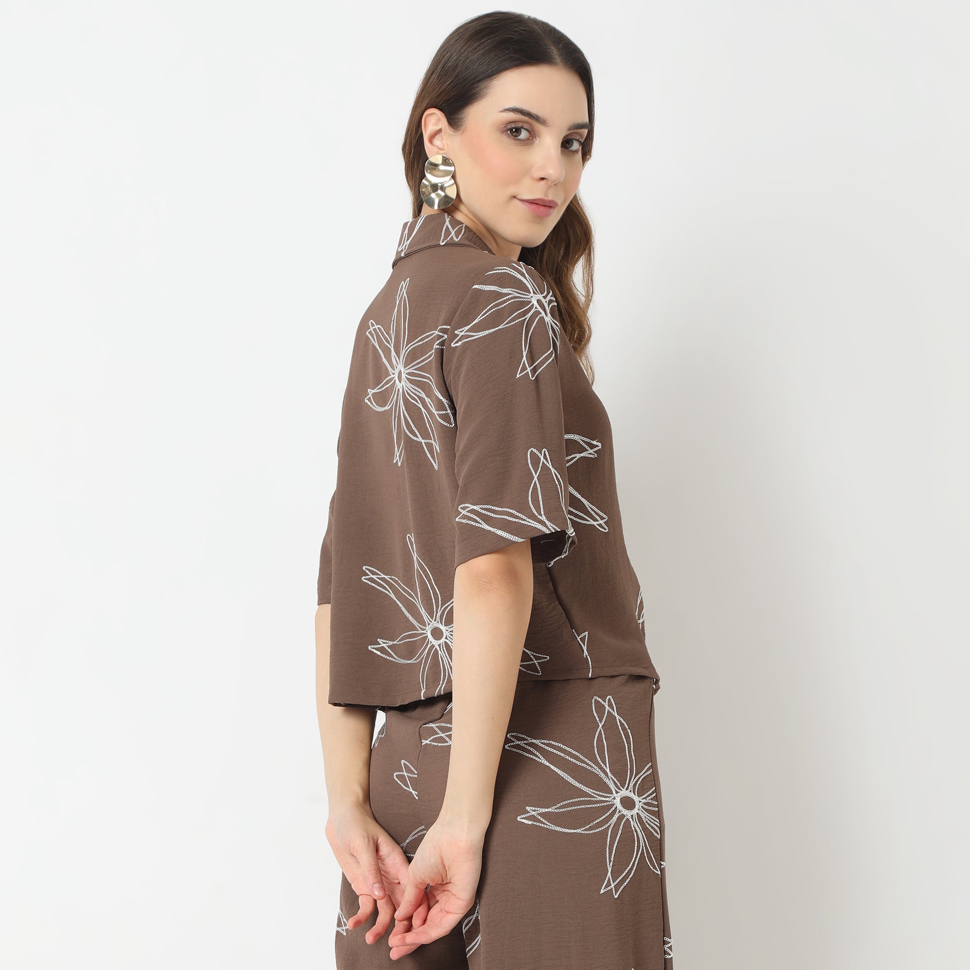 Regular Fit Solid Camp Collar Shirt