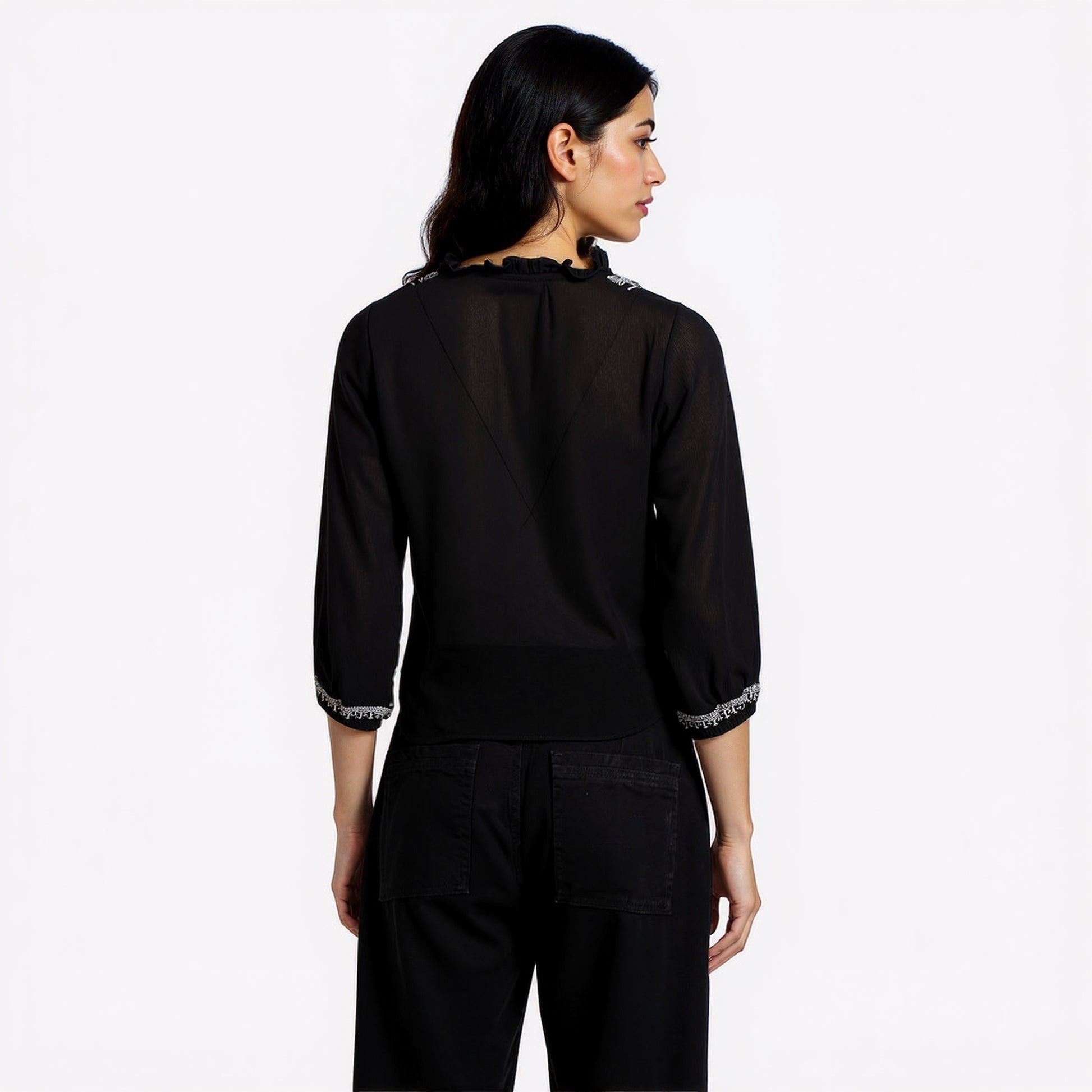 Embroidered Crop Shirt