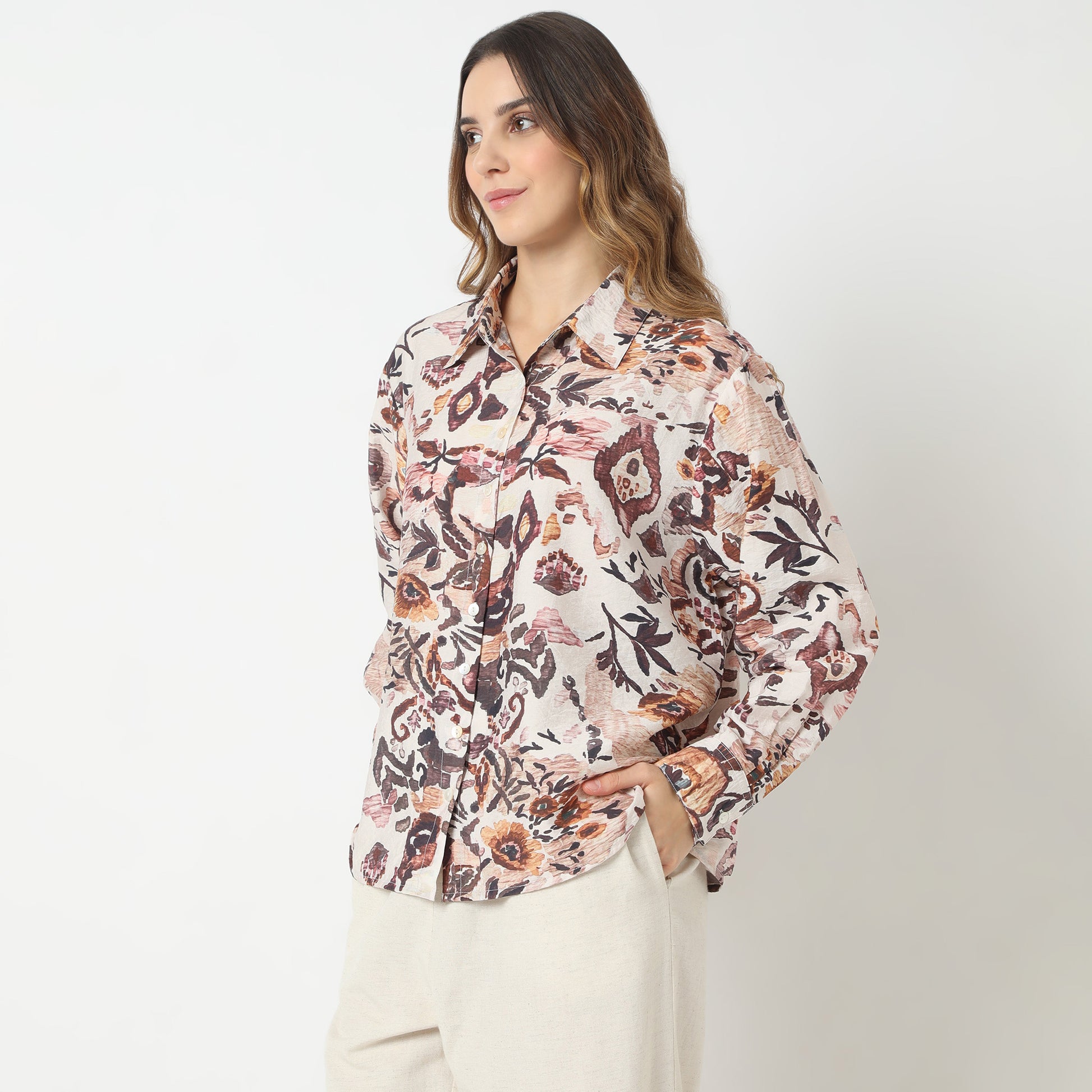 Regular Fit Printed Shirt Collar Shirt