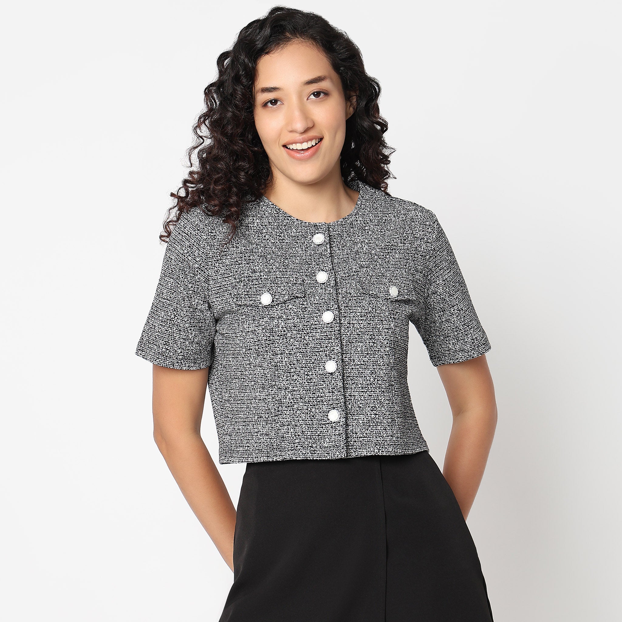 Short Sleeve Woven Structured Shirt