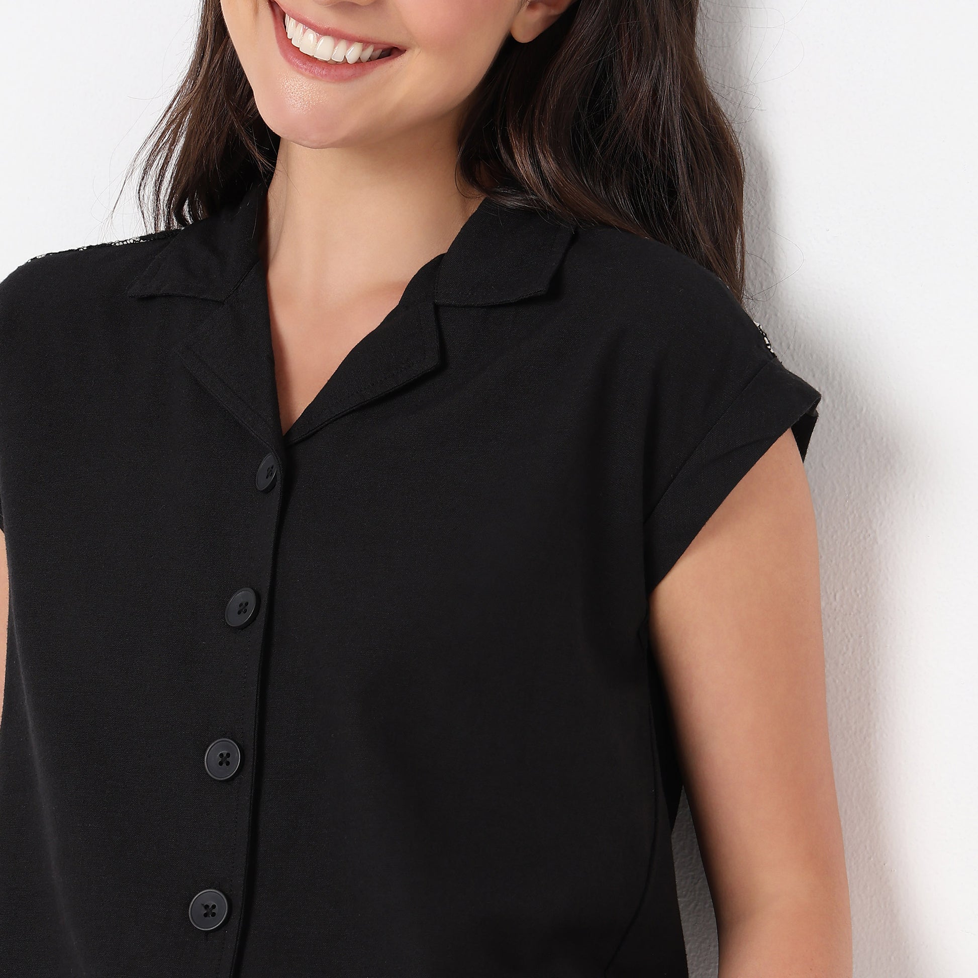 Dolman Sleeve Solid Lace Shirt