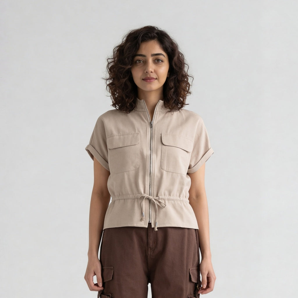 Woven Solid Collar Shirt