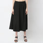 Flare Fit Solid Mid Rise Skirt