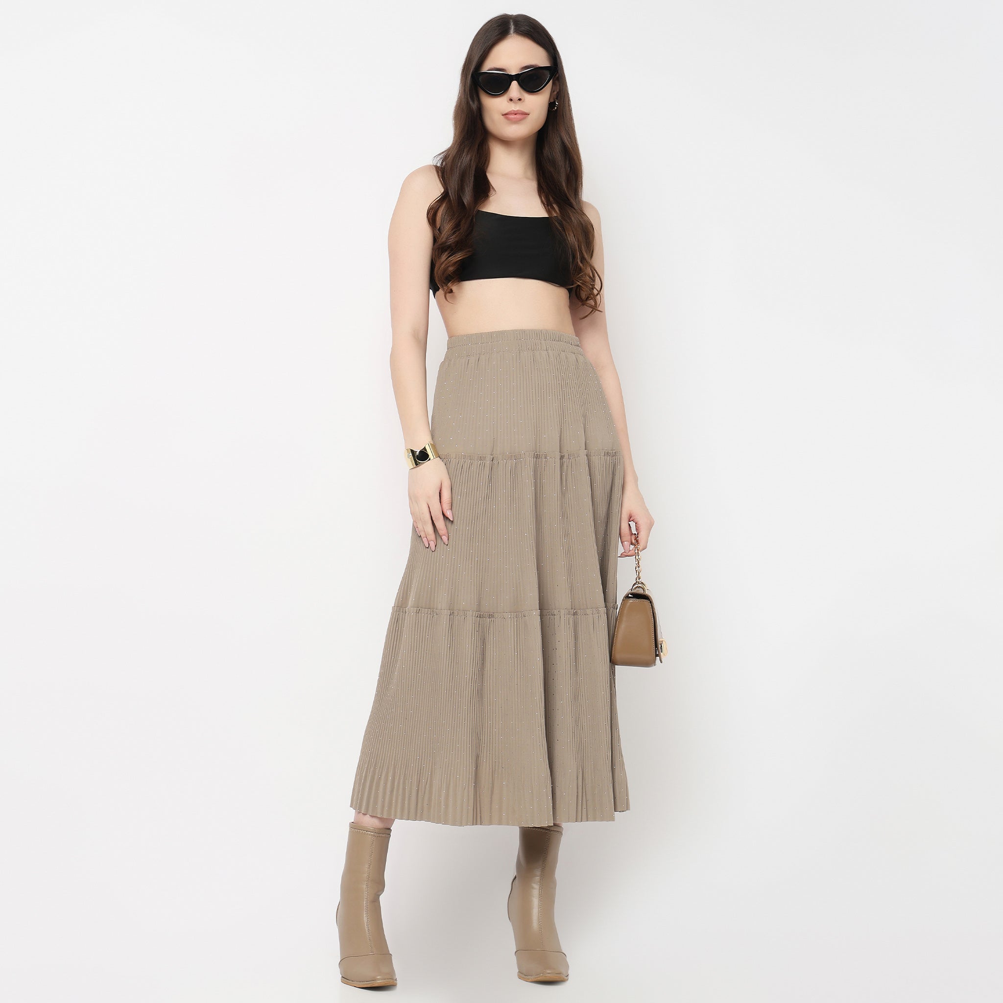 Flare Fit Tiered Skirt