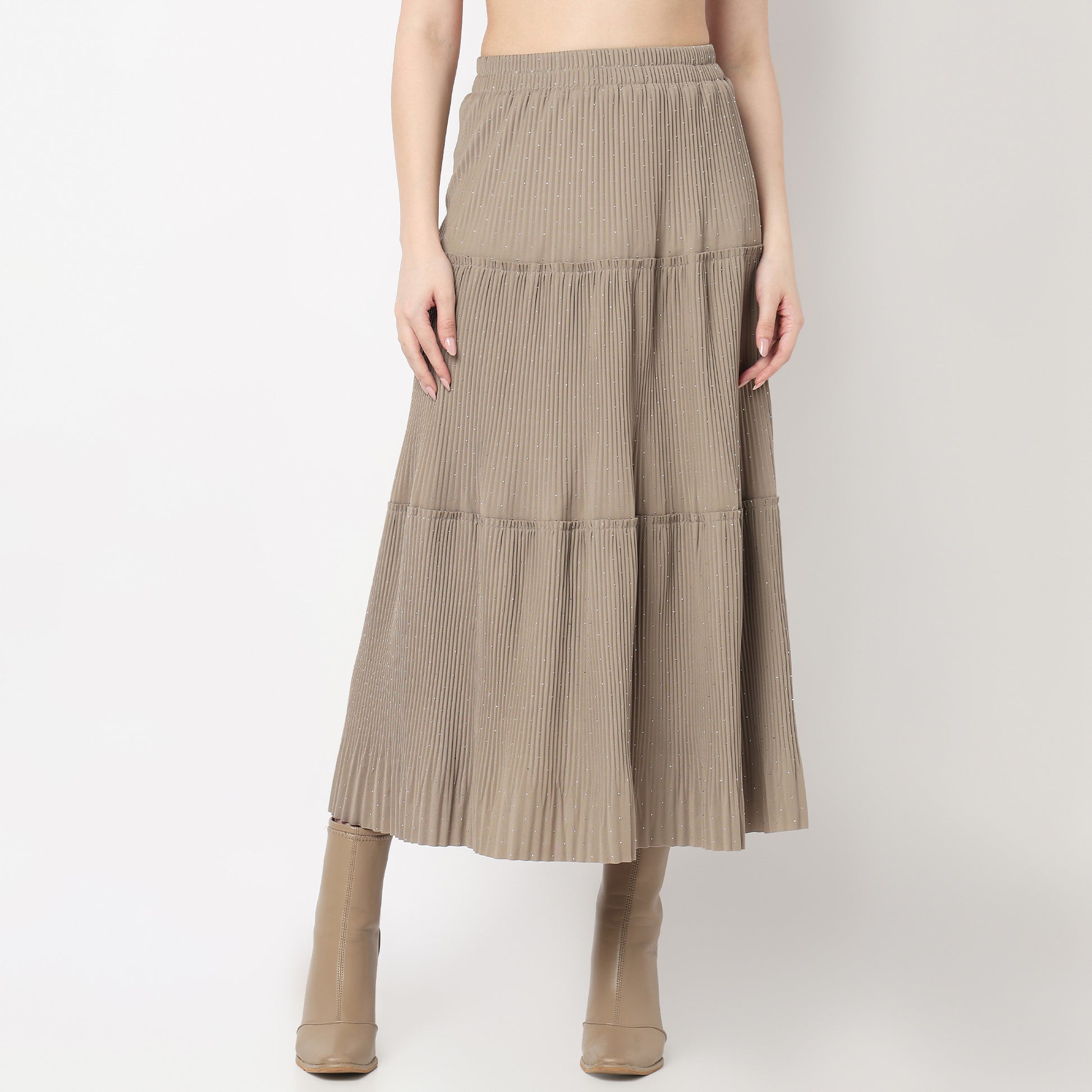 Flare Fit Tiered Skirt